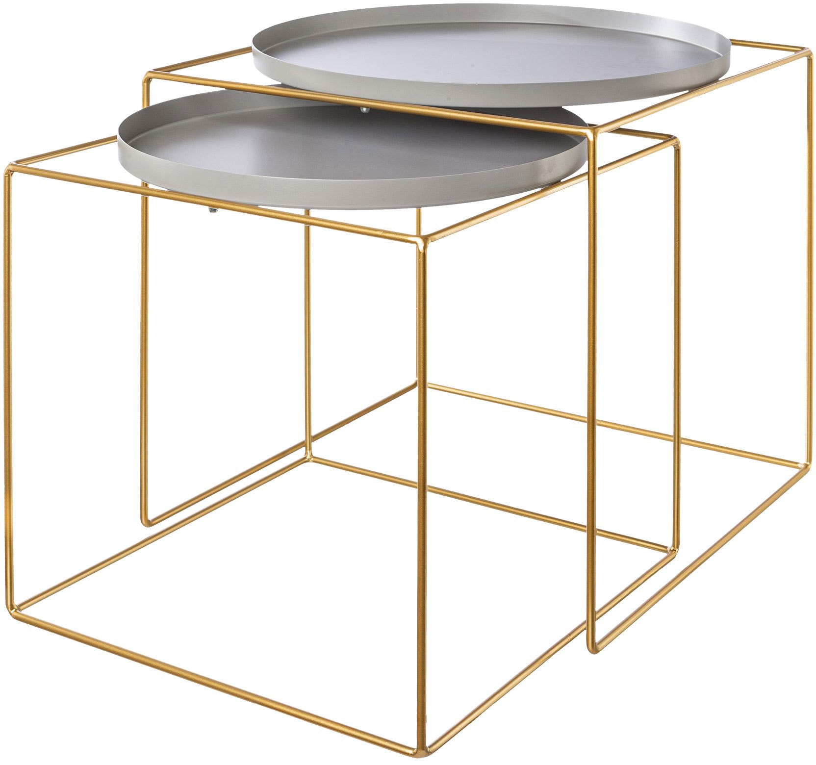 Creativ deco Beistelltisch, (Set, 2 St.), im 2er Set, im Nesting-Design, aus Metall, Höhe ca. 47 und 42 cm