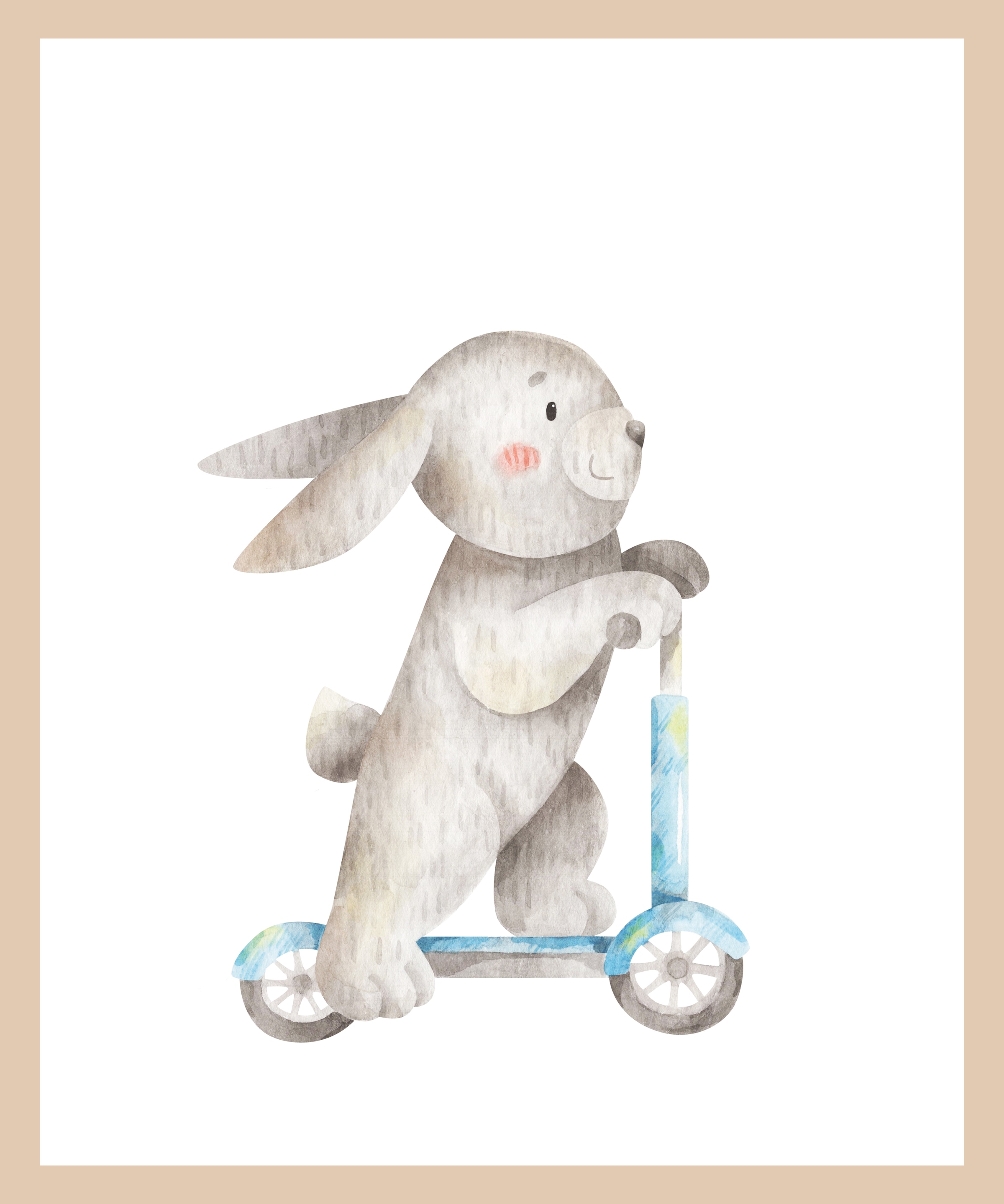 Lüttenhütt Poster »Hase auf Roller«, Fahrzeuge-Fantasy-Hase-Hasen-Tiere, (1 St.), HD Premium Druck