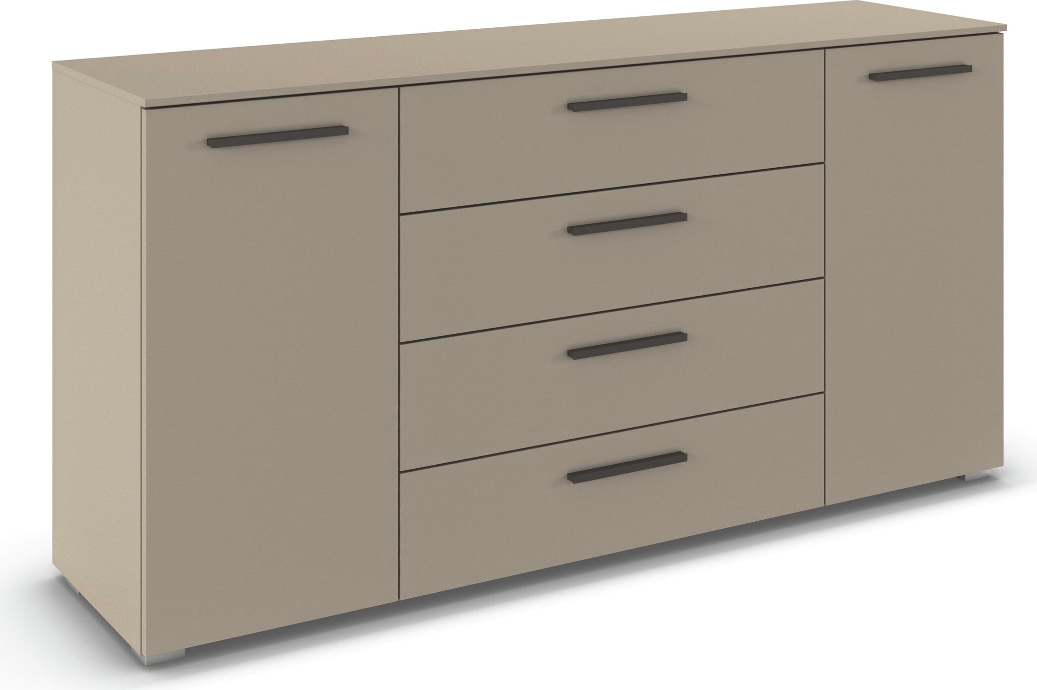 rauch Kombikommode »Sideboard Schubkommode Kommode MONTCLAR Front Dekor/Hochglanz/Glas« Breite 160 / Höhe 81 cm, 2 Einlegeböden, inkl. Soft-Close-Funktion,  2-türig, 4 geräumige Schubladen, viele Griffvarianten MADE IN GERMANY