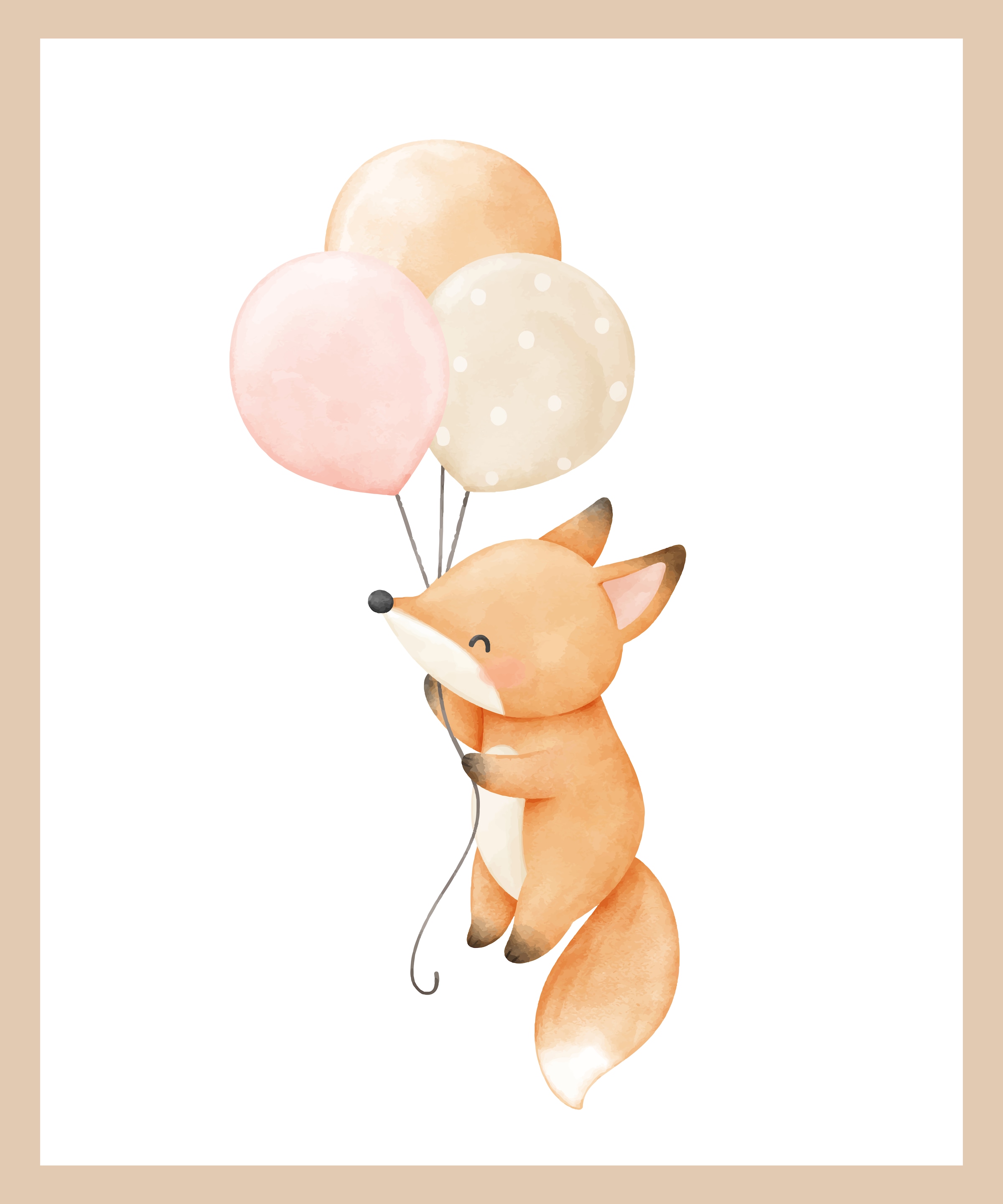 Lüttenhütt Poster »Fuchs mit Luftballons«, Fantasy-Füchse-Luftballon-Tiere, (1 St.), HD Premium Druck