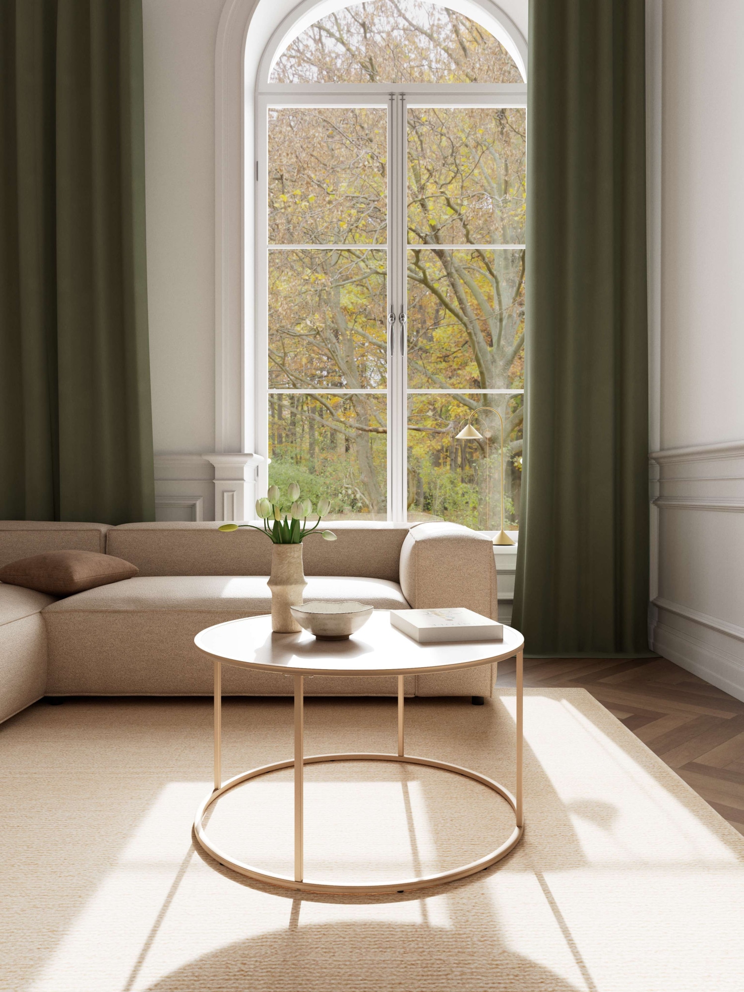 ACTONA GROUP Couchtisch »Seaford Kaffeetisch, Wohnzimmertisch« Runder Couchtisch mit grauer Melaminplatte und Stahlgestell, Ø80x45 cm