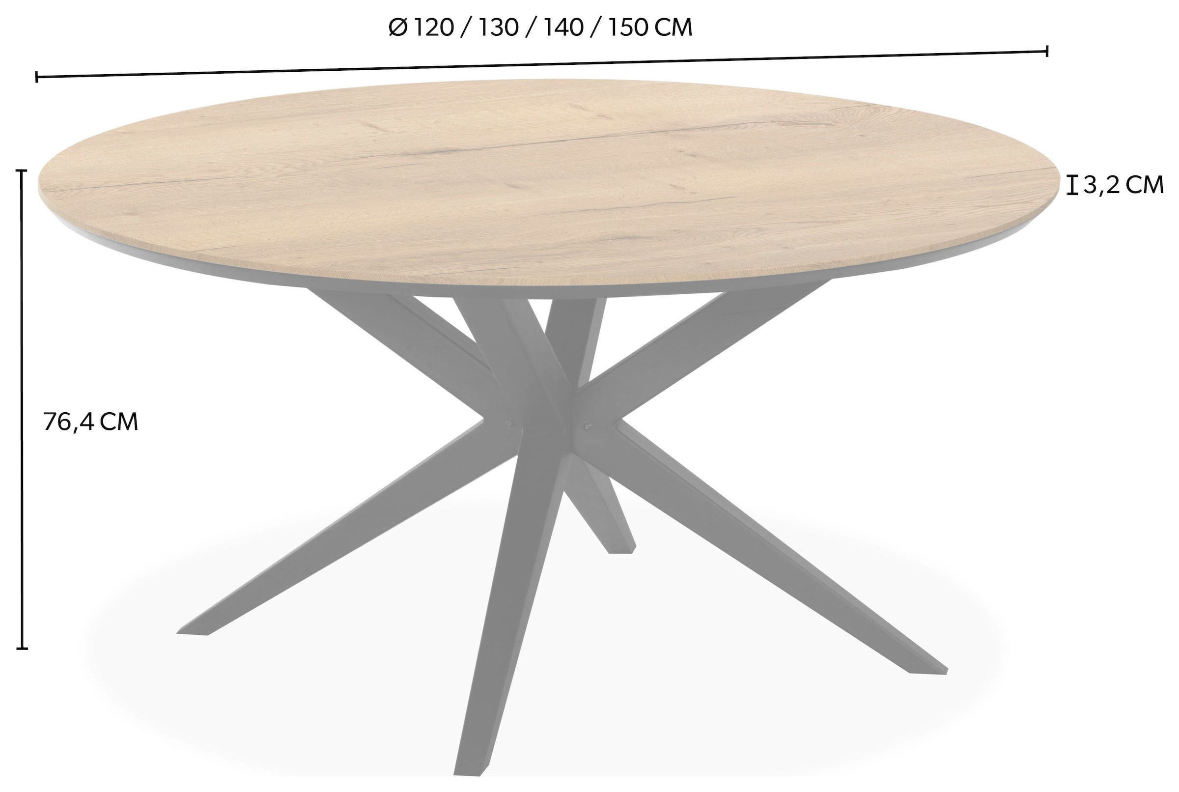 OMG Design »Wellington« 1 Stk. tlg. Hochwertige Melamin-Tischplatte mit Metallgestell