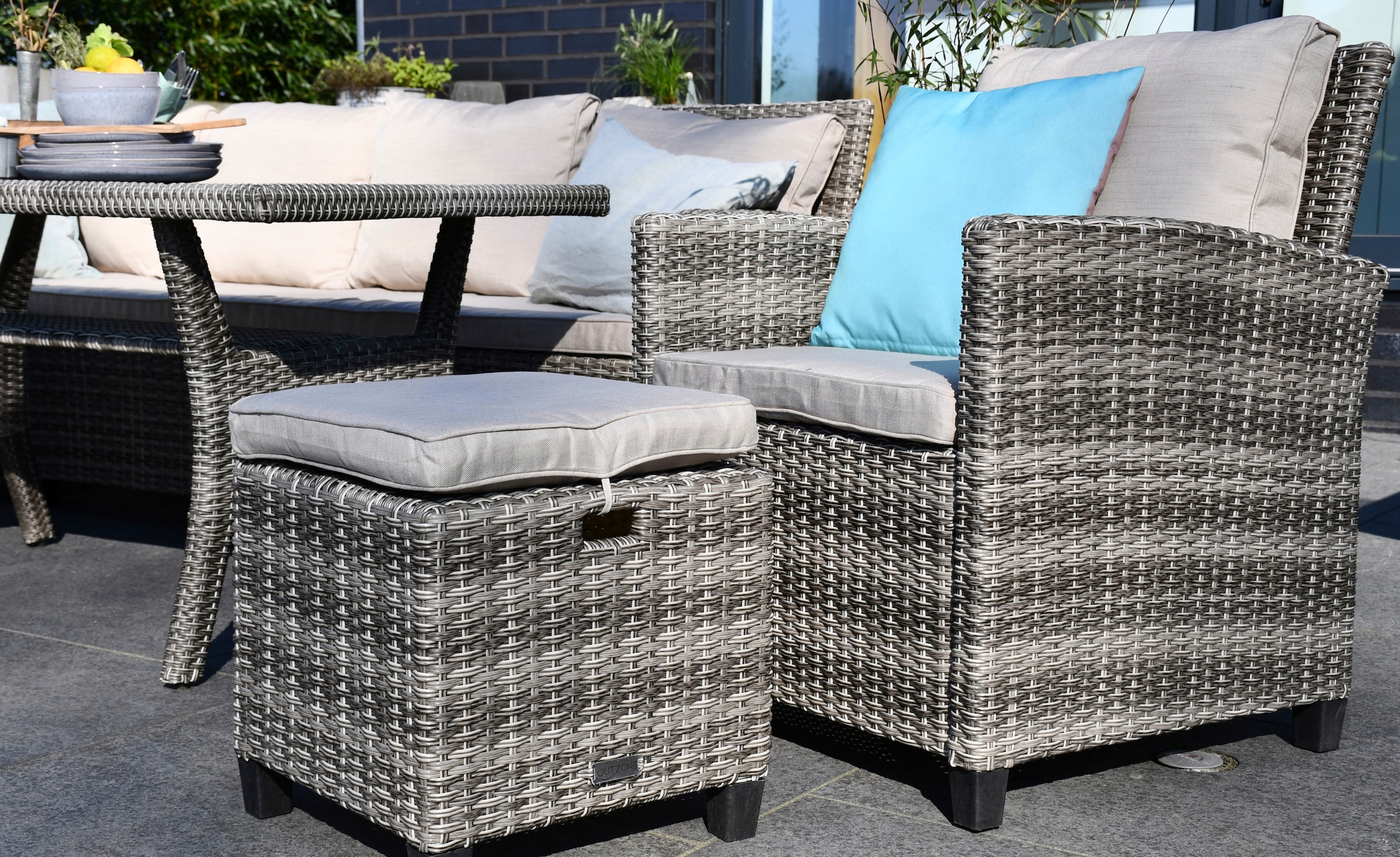 my Flair Gartenlounge-Set, (5 tlg.), 1 Sofa, 1 Sessel, 2 Hocker, 1 Tisch