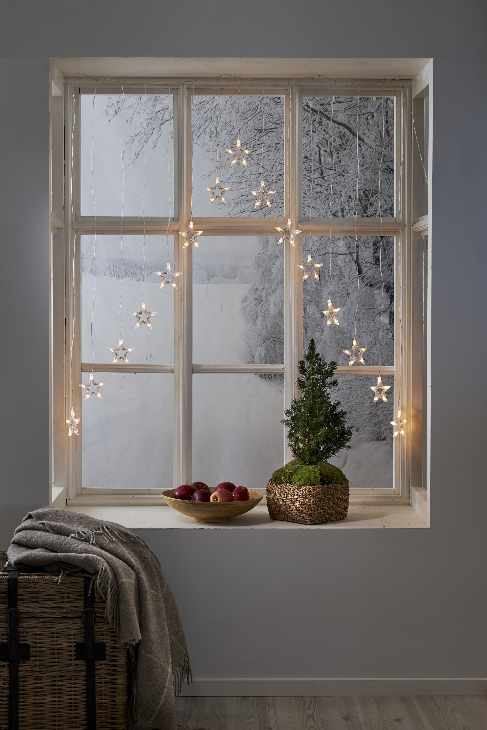 EGLO Lichterkette »Decystar, Lichtervorhang Wohnzimmer Schlafzimmer, 125 cm« 15 Stk.-flammig aus Stahl und Kunststoff, Weihnachtsbeleuchtung, batteriebetrieben