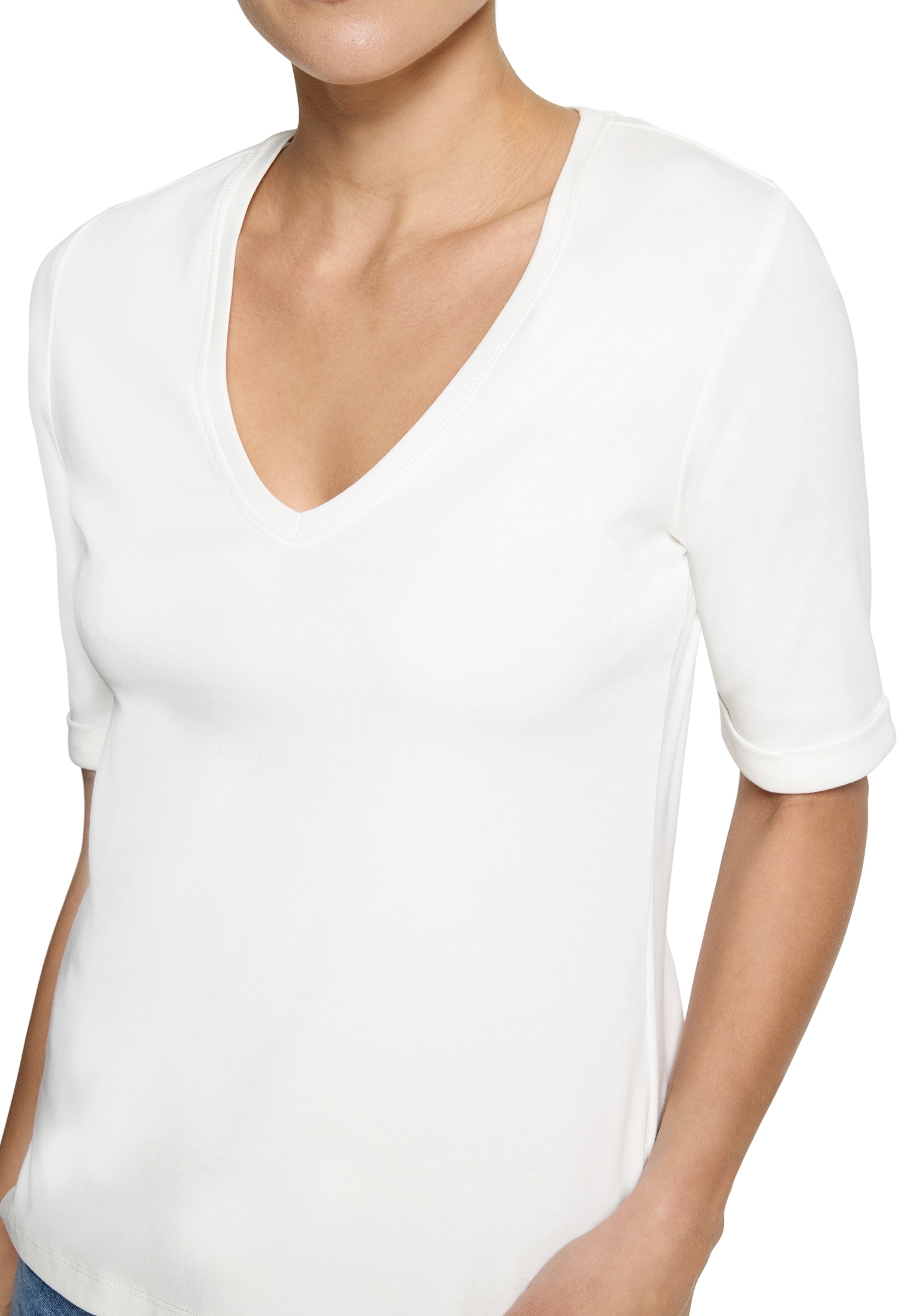 Zero Rundhalsshirt »Basic Shirt mit V-Ausschnitt«