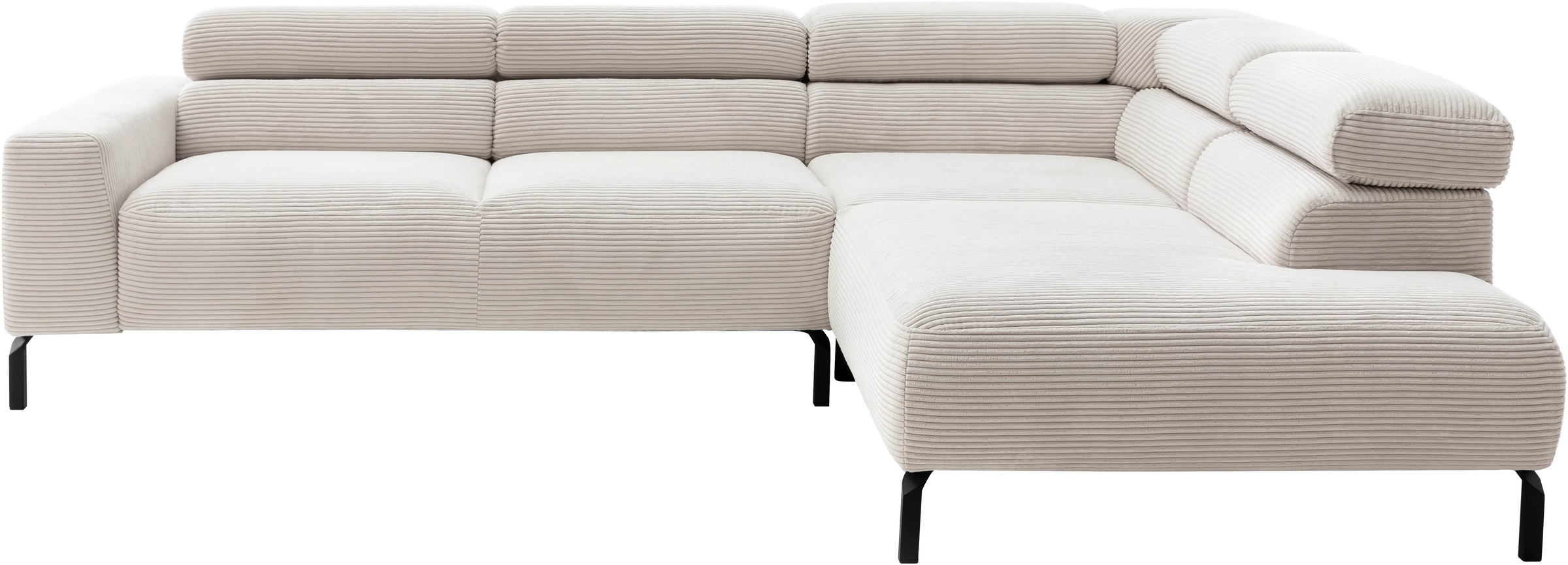 Places of Style Ecksofa »Antonelli, L-Form, inkl. Kopfteilverstellung, Breite 276 cm«, mit elektrischer Sitztiefenverstellung, in Cord, weiß