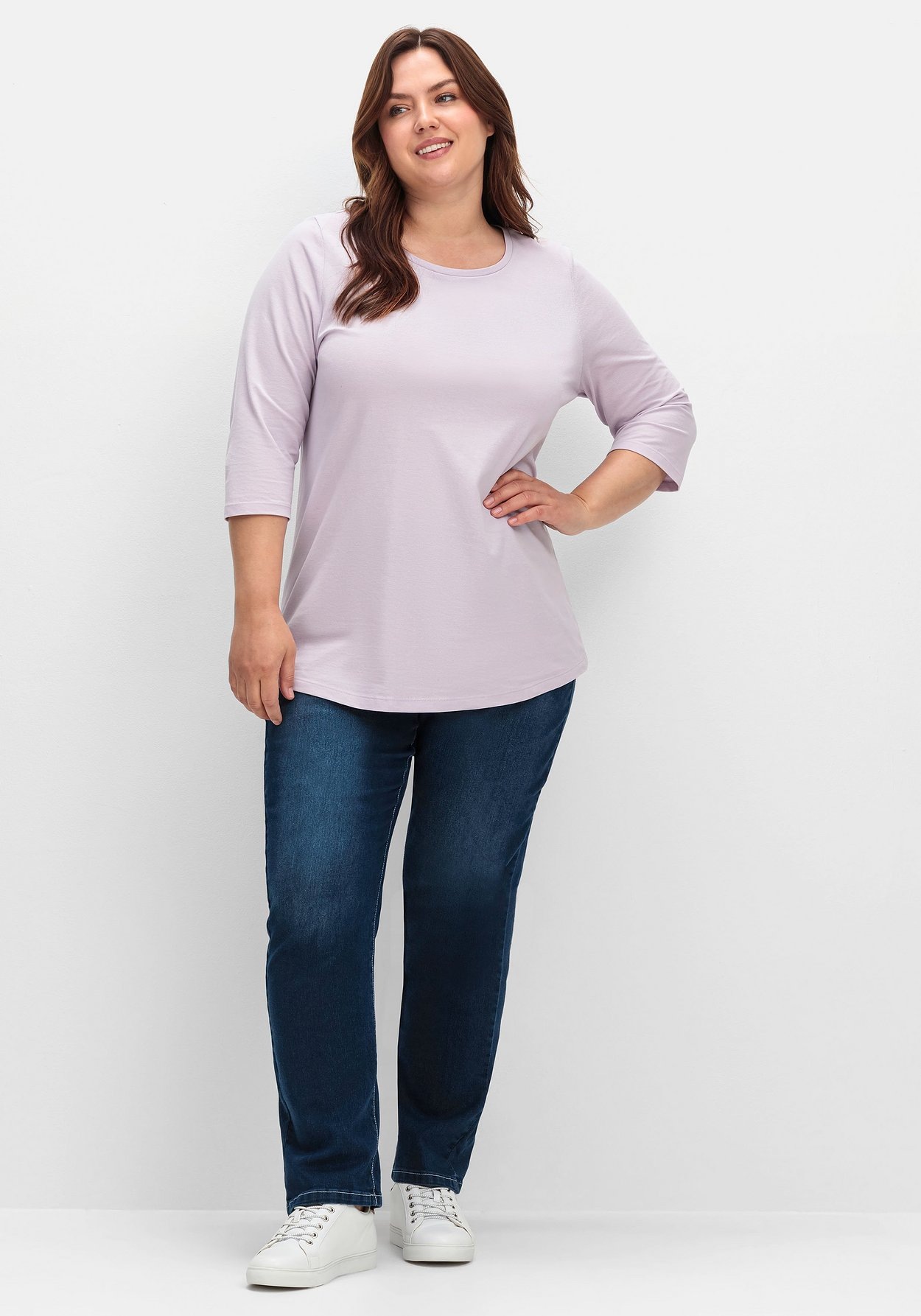 Sheego 3/4-Arm-Shirt »Shirt in Baumwoll-Piqué-Qualität«, in Baumwoll-Piqué-Qualität