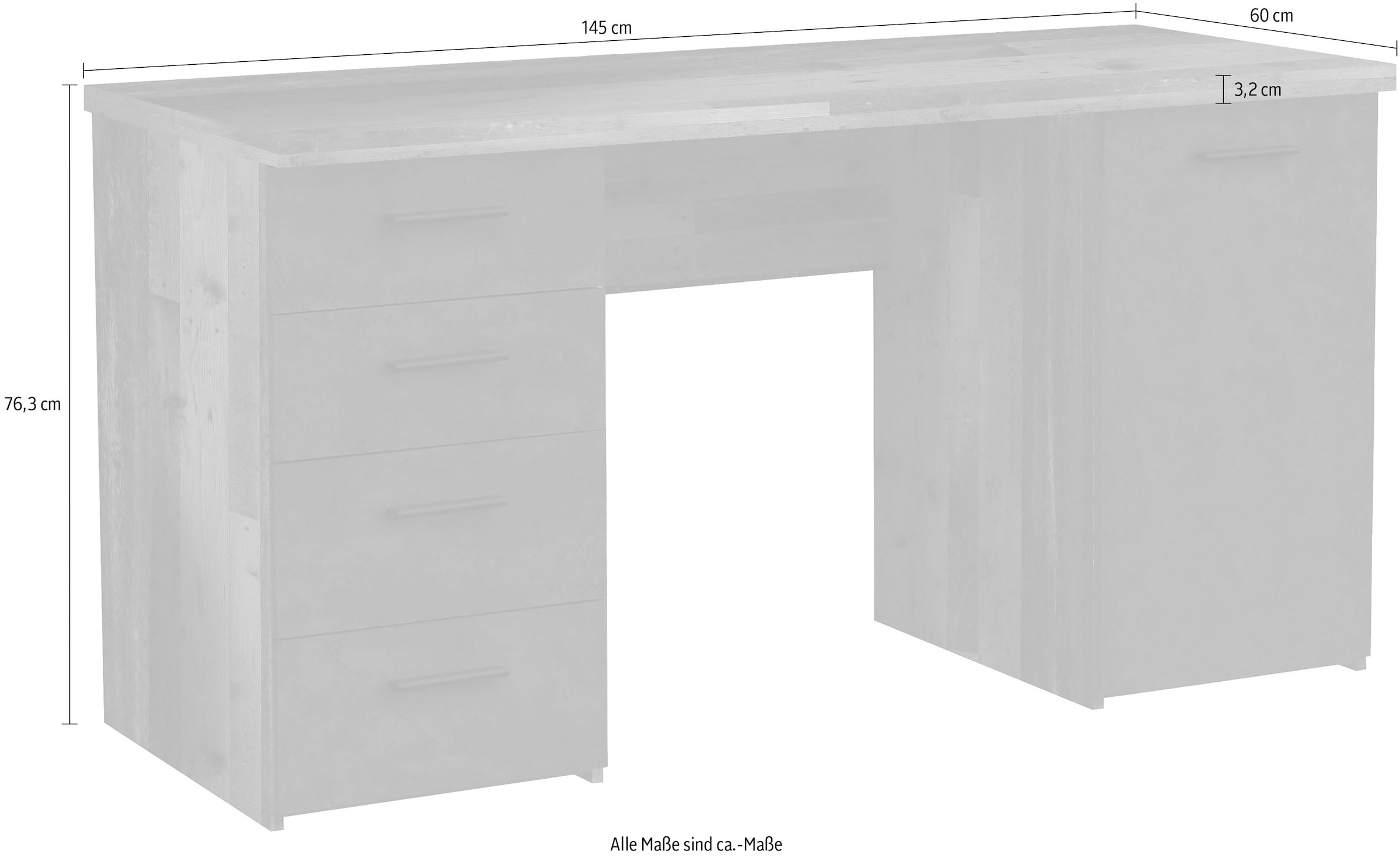 FORTE Schreibtisch »Netta«, Breite 145 cm, mit Schubladen