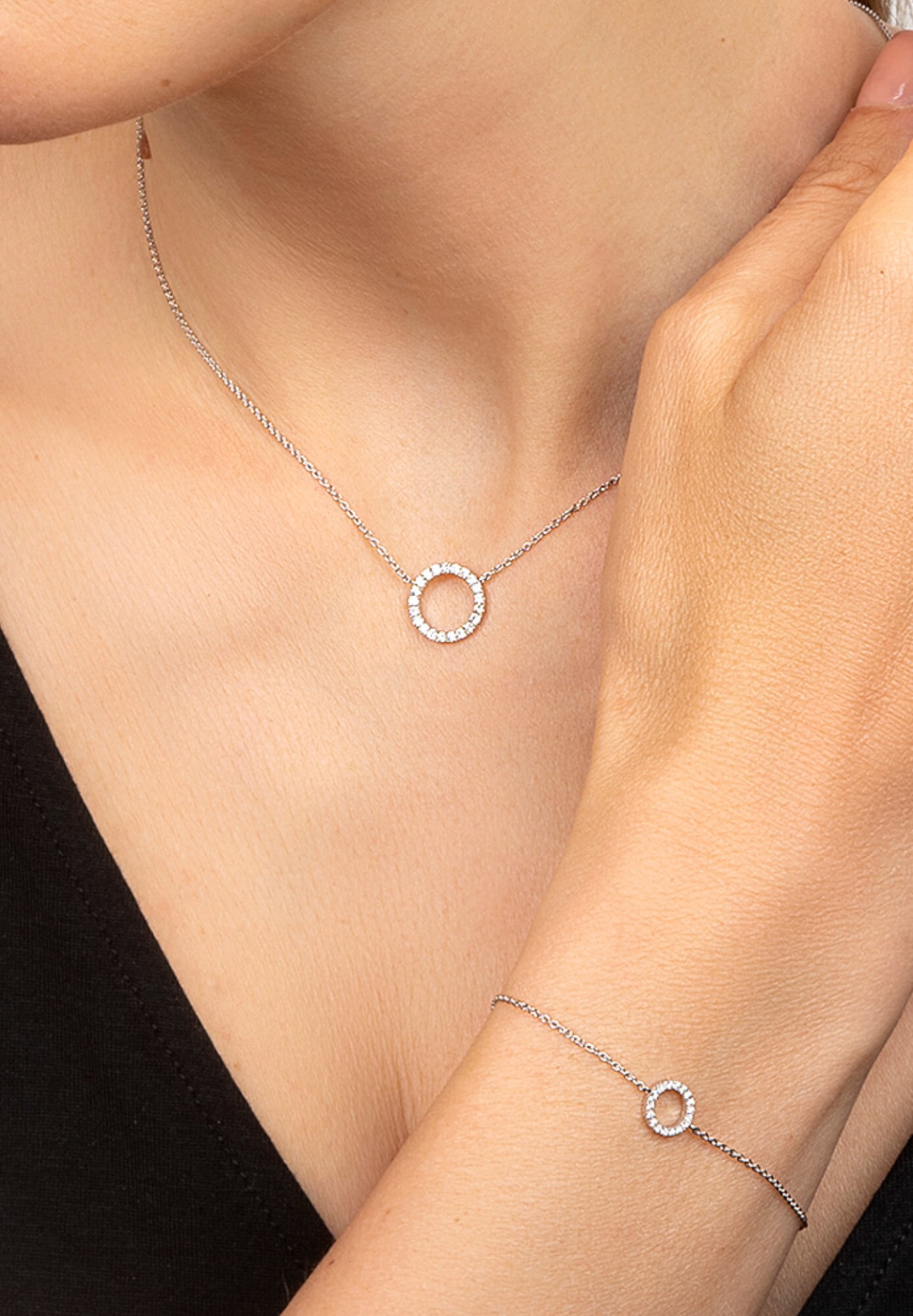 ONE ELEMENT Silberkette »Zirkonia Kreis Halskette aus 925 Silber  45 cm«