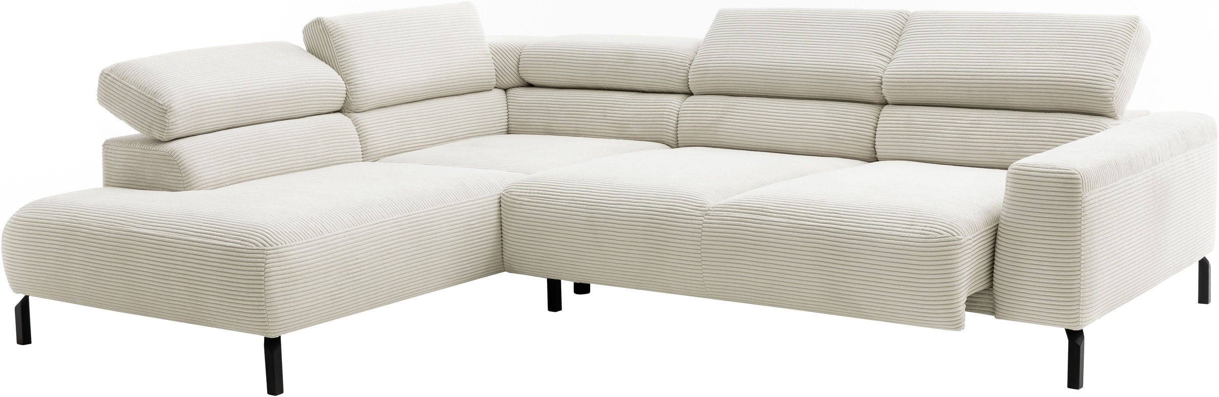 Places of Style Ecksofa »Antonelli, L-Form, inkl. Kopfteilverstellung, Breite 276 cm«, mit elektrischer Sitztiefenverstellung, in Cord, natur