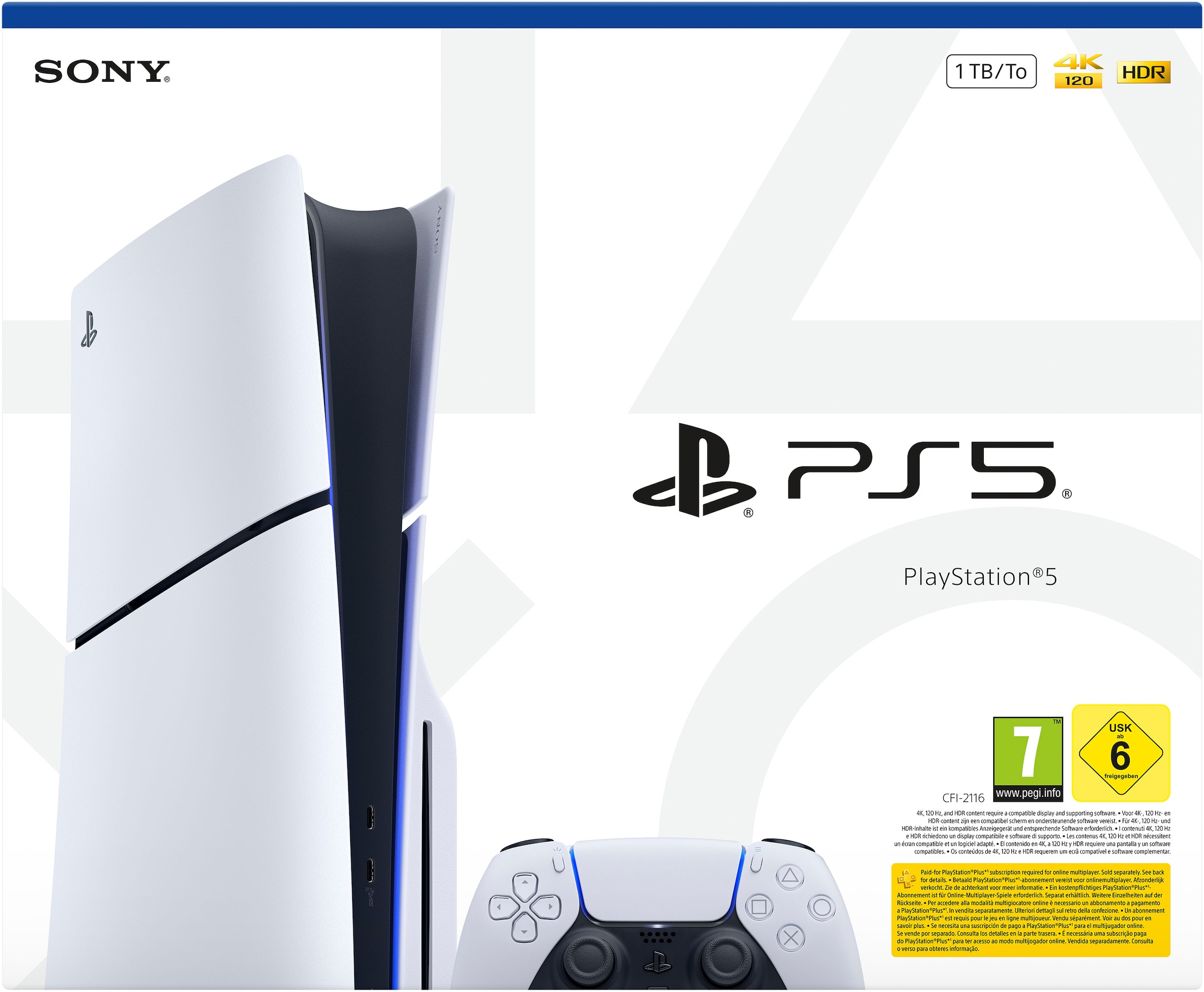 PlayStation 5 Spielekonsole »Disk Edition (Slim)« 1.000 GB 1 TB + 3 Monate Gratis PS+ Premium im Wert von 50€