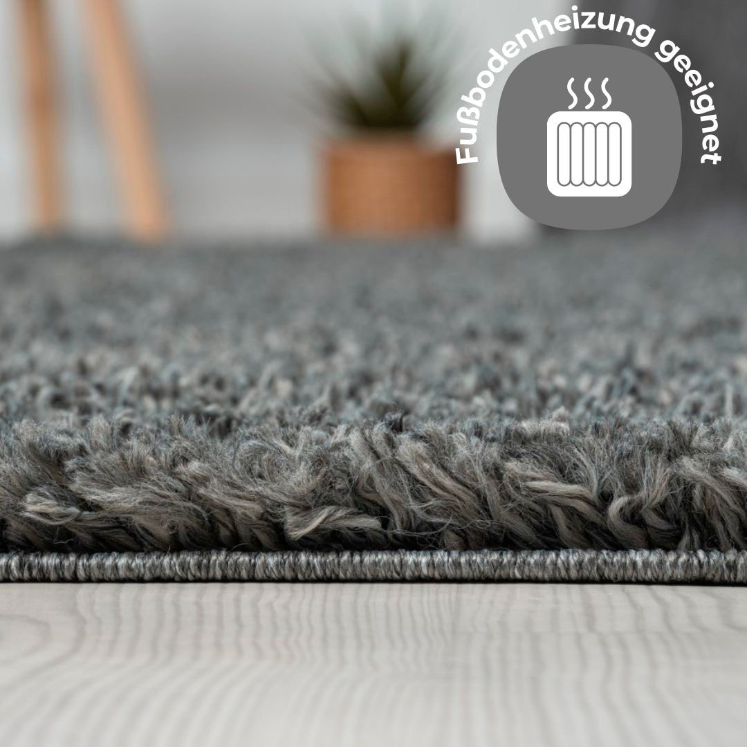 OTTO home Hochflor-Teppich »Banji« rechteckig 37 mm Höhe Uni Farben, weich und flauschig, auch als Läufer & in rund erhältlich