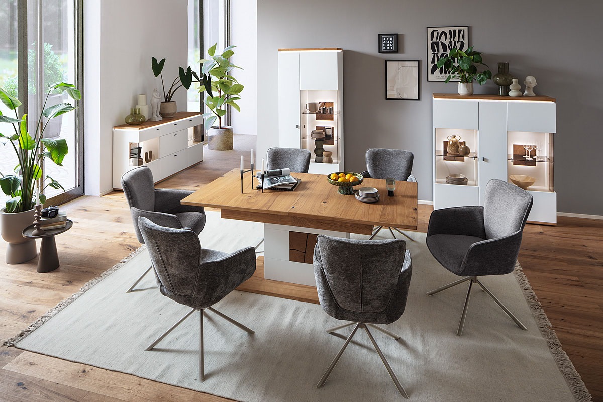 MCA furniture Esstisch »Matadi Esstisch«, (1 St.), Tisch, Auszug, Synchronauszug, Weiß, Holzabsetzung, 180-230cm
