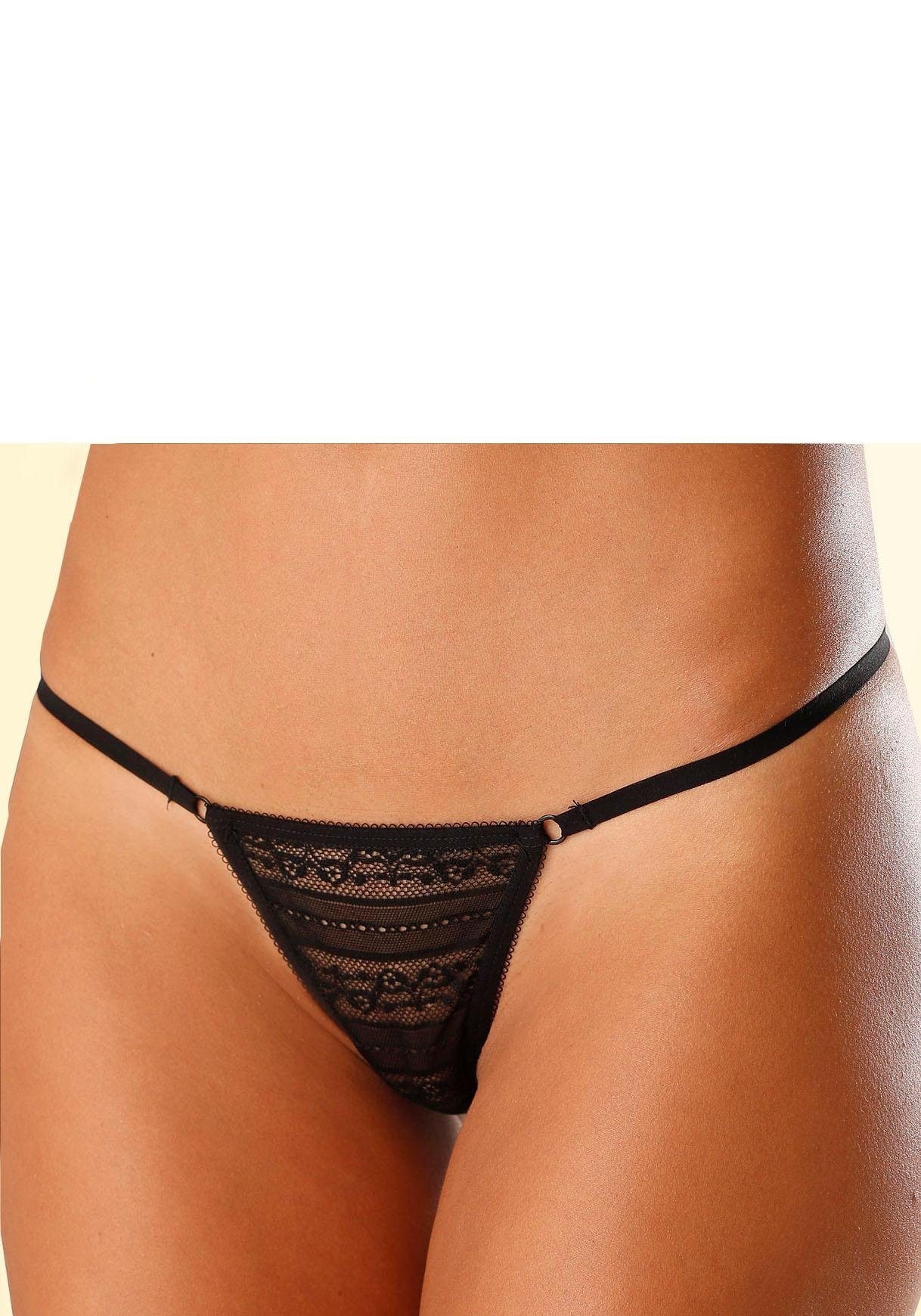 LASCANA Ministring, (2 St.), aus leicht transparenter Spitze mit Bändern