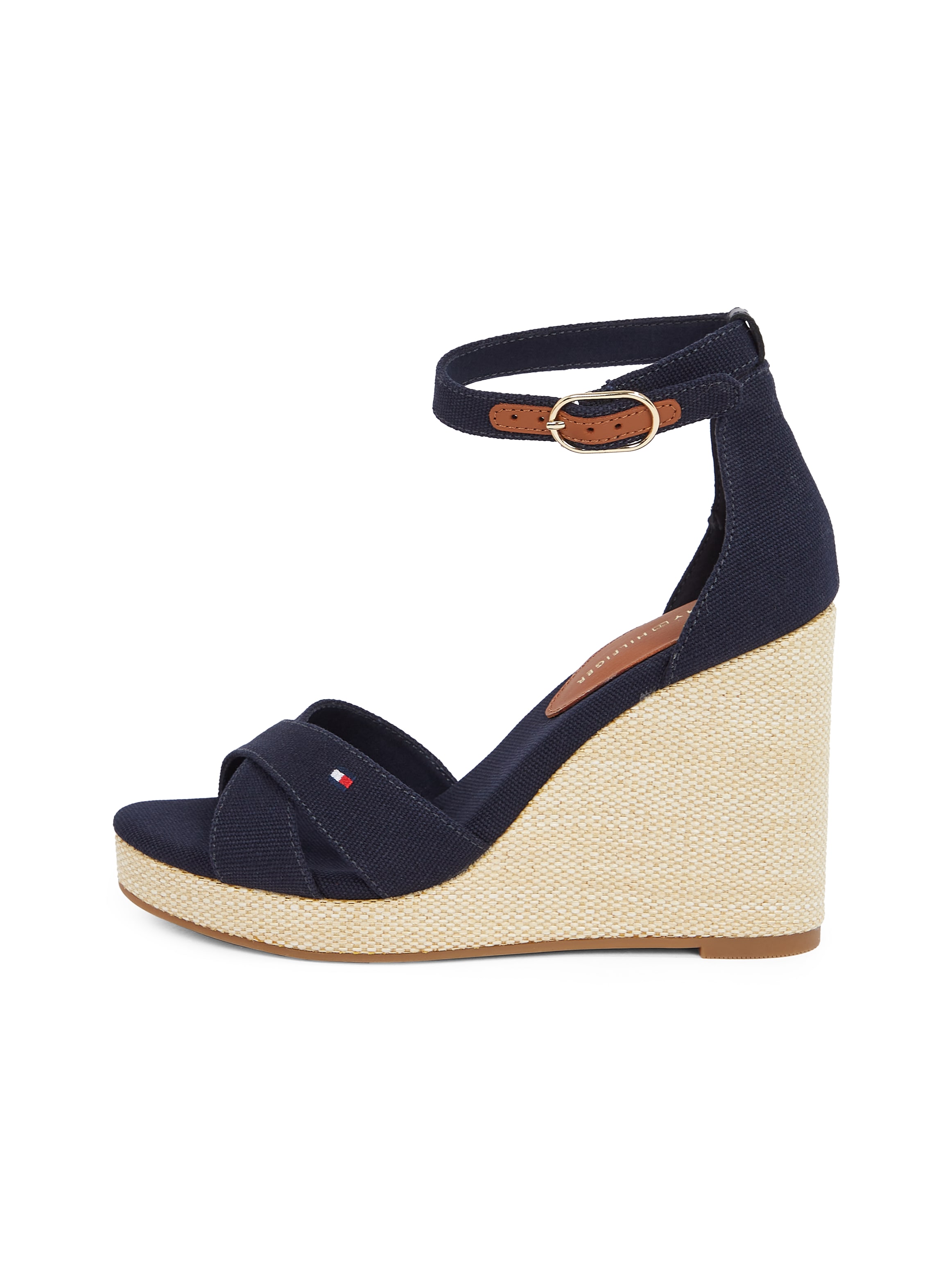 Tommy Hilfiger High-Heel-Sandalette »FLAG HIGH WEDGE ESPAD CRISSCROSS«, Riemchensandale, Sommerschuh, Keilsandalette, verstellbarer Schnalle