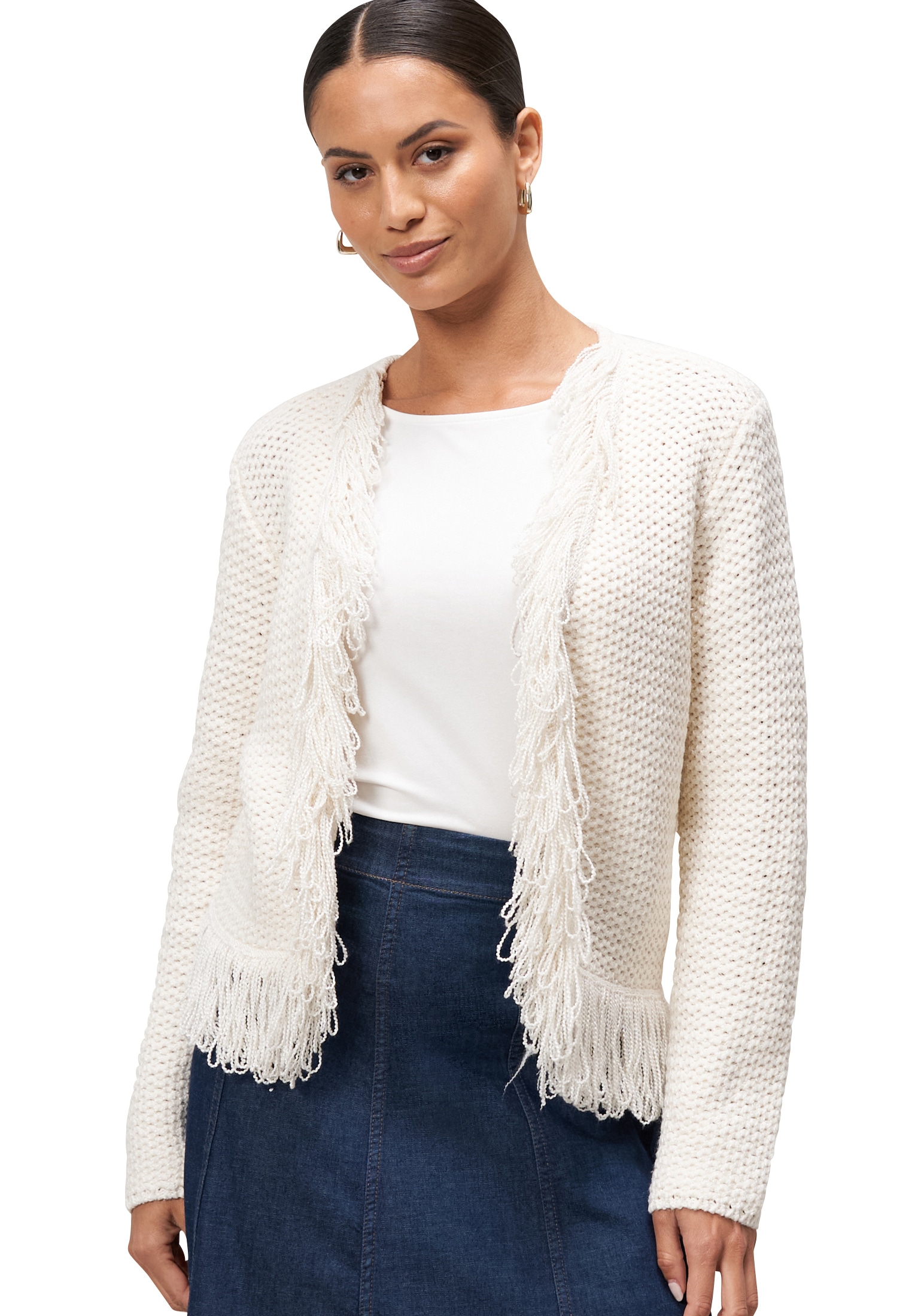 Zero Strickjacke »Strickjacke mit Fransen«