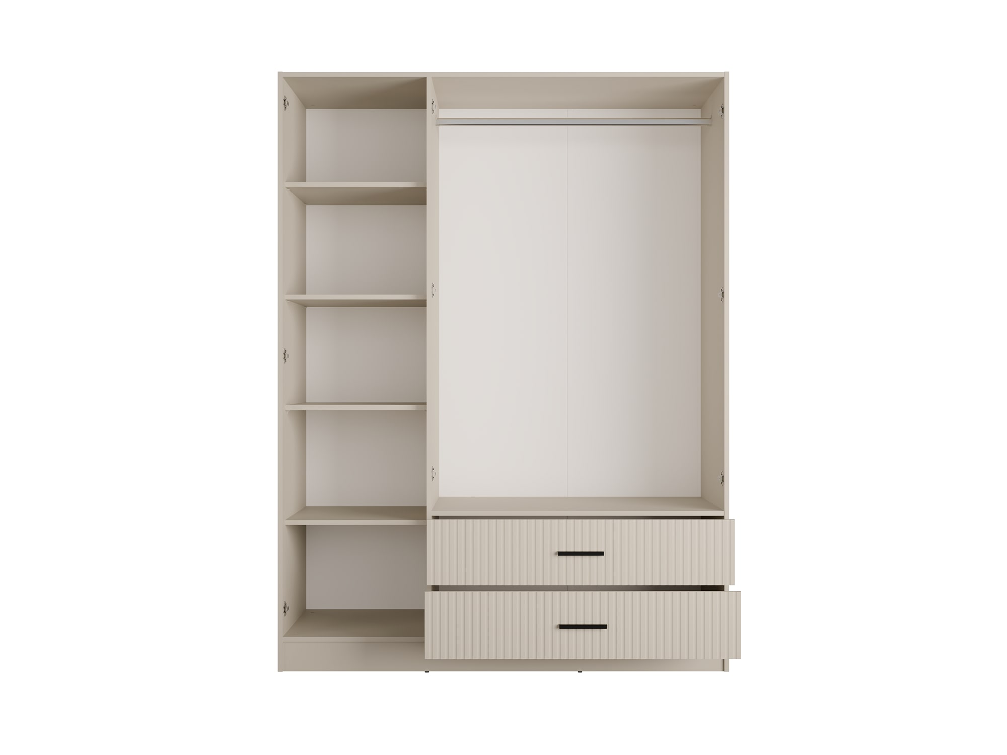 OTTO home Kleiderschrank »TERRIK,  modern mit viel Stauraum & geriffelter Struktur, Spiegel« B/H/T ca.  150/200/60 cm,  Garderobe mit 6 Fächern, Kleiderstange, 2 Schubladen, Made in EU