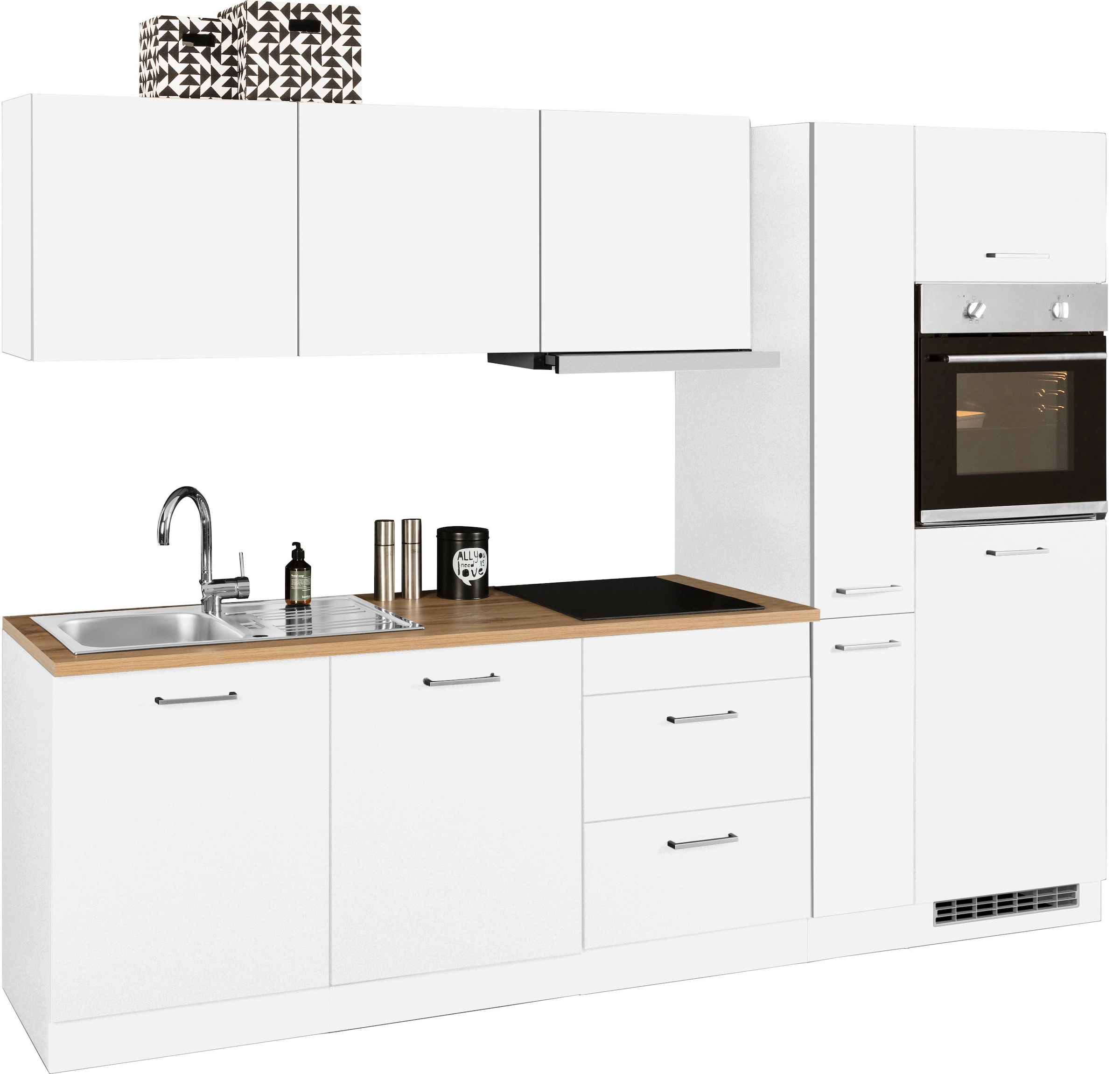 KOCHSTATION Küchenzeile »KS-Kehl«, mit E-Geräten, Breite 270 cm, inkl. Kühlschrank