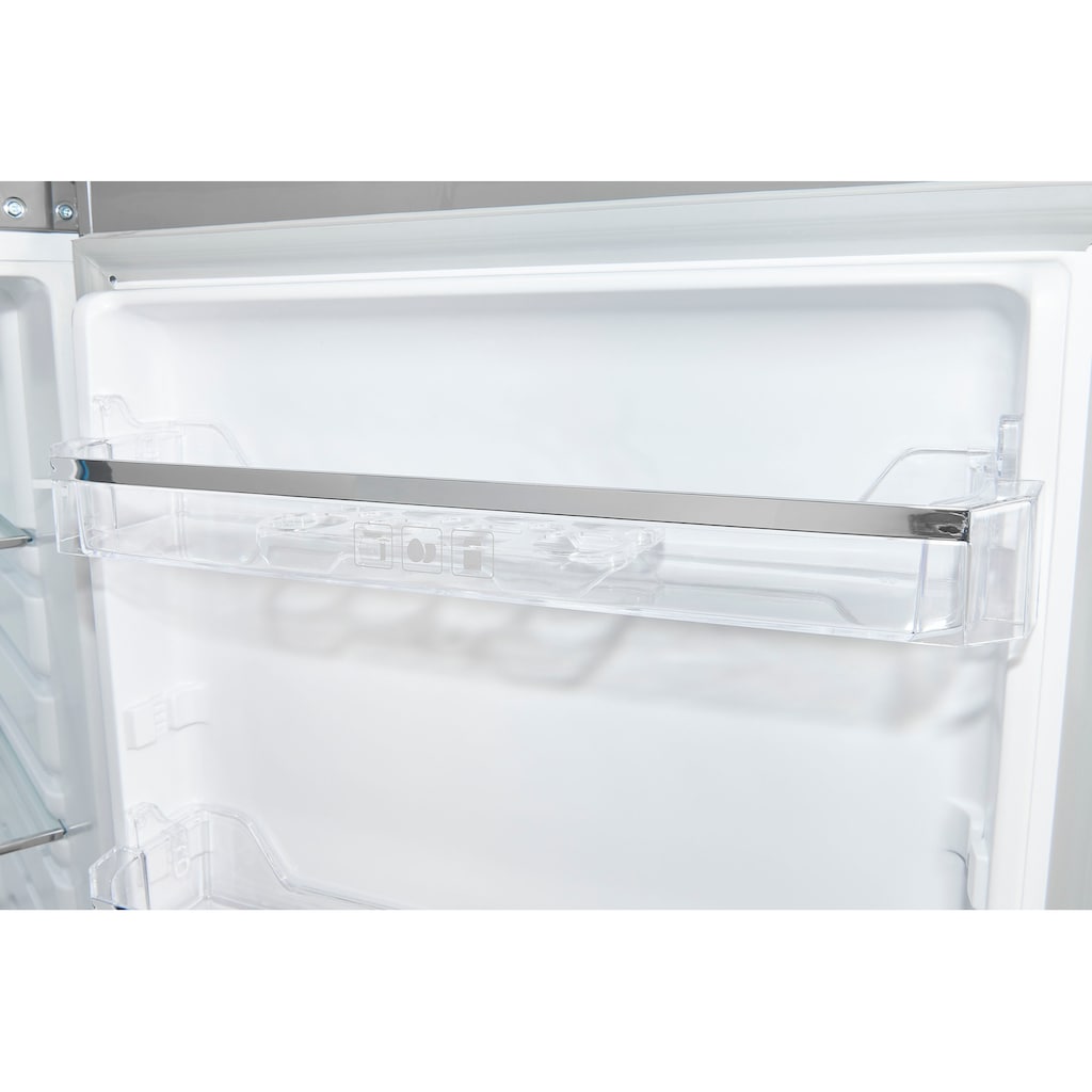 exquisit Kühlschrank »KS350-V-H-040E«, KS350-V-H-040E inoxlook, 173 cm hoch, 60 cm breit