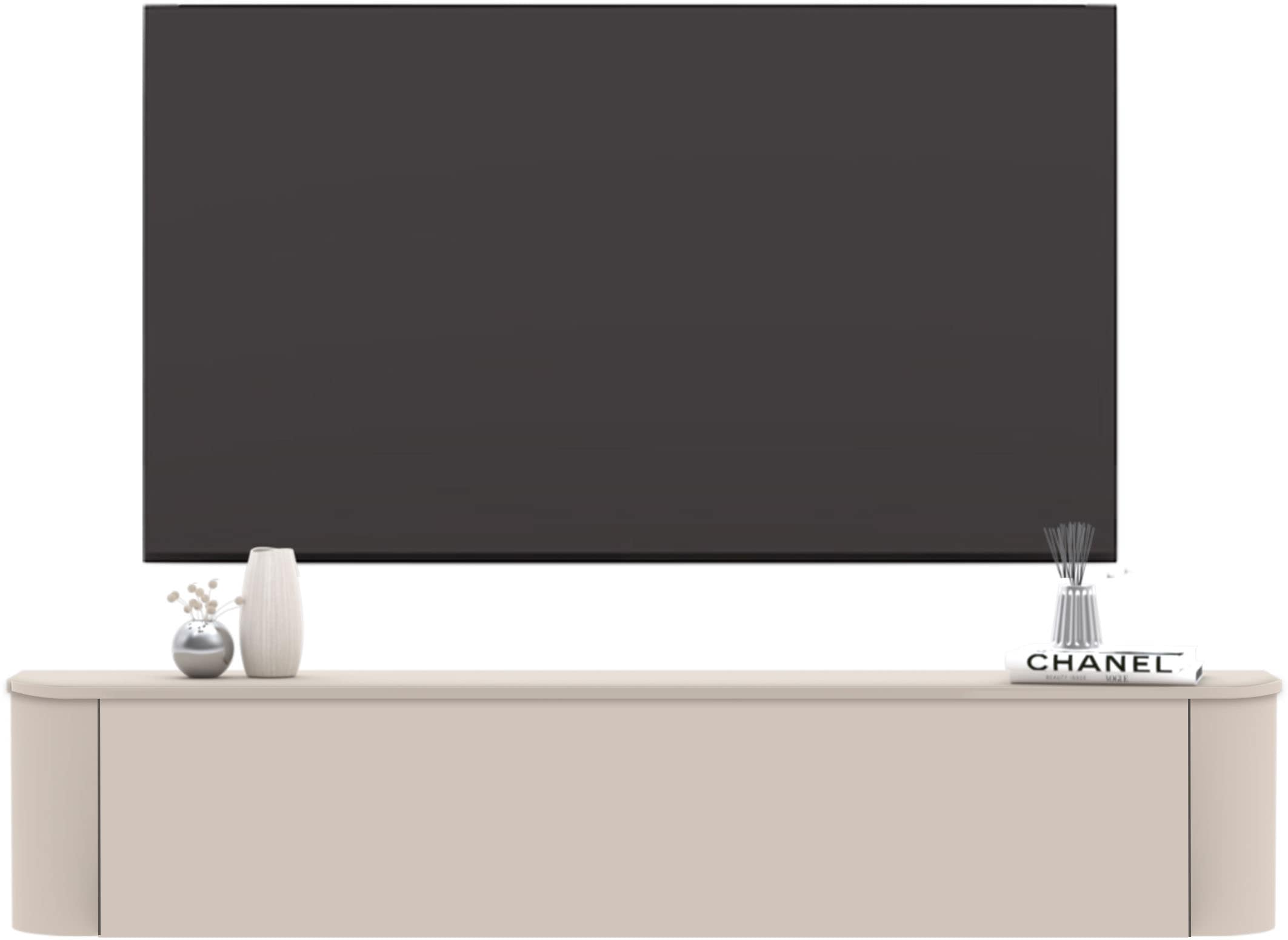 INOSIGN Lowboard »Lido, 181 cm breit, 1 Klappe, TV-Schrank, TV-Kommode, Medienboard« Formgebogenes MDF, Stirnseiten Rundung, Push-to-open, hängend/stehend