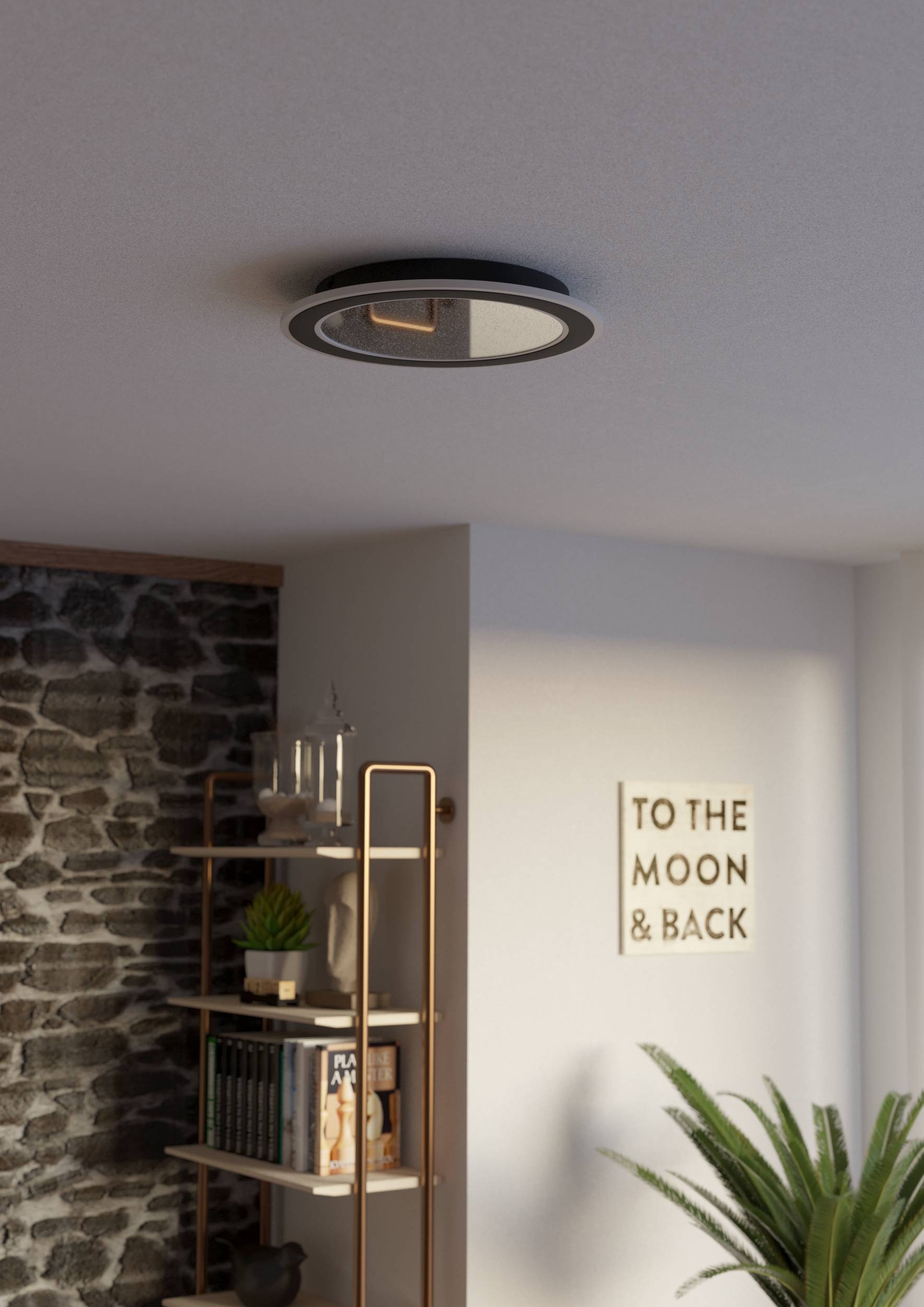 EGLO Deckenleuchte »Macchoni Deckenlampe, Kristall Deckenleuchte mit Fernbedienung, Lampe« LED-Modul 1 Stk. Kaltweiß | Neutralweiß | Warmweiß Wand-/Deckenleuchte - H5 x Ø38 cm - schwarz, weiß - 20W inkl.