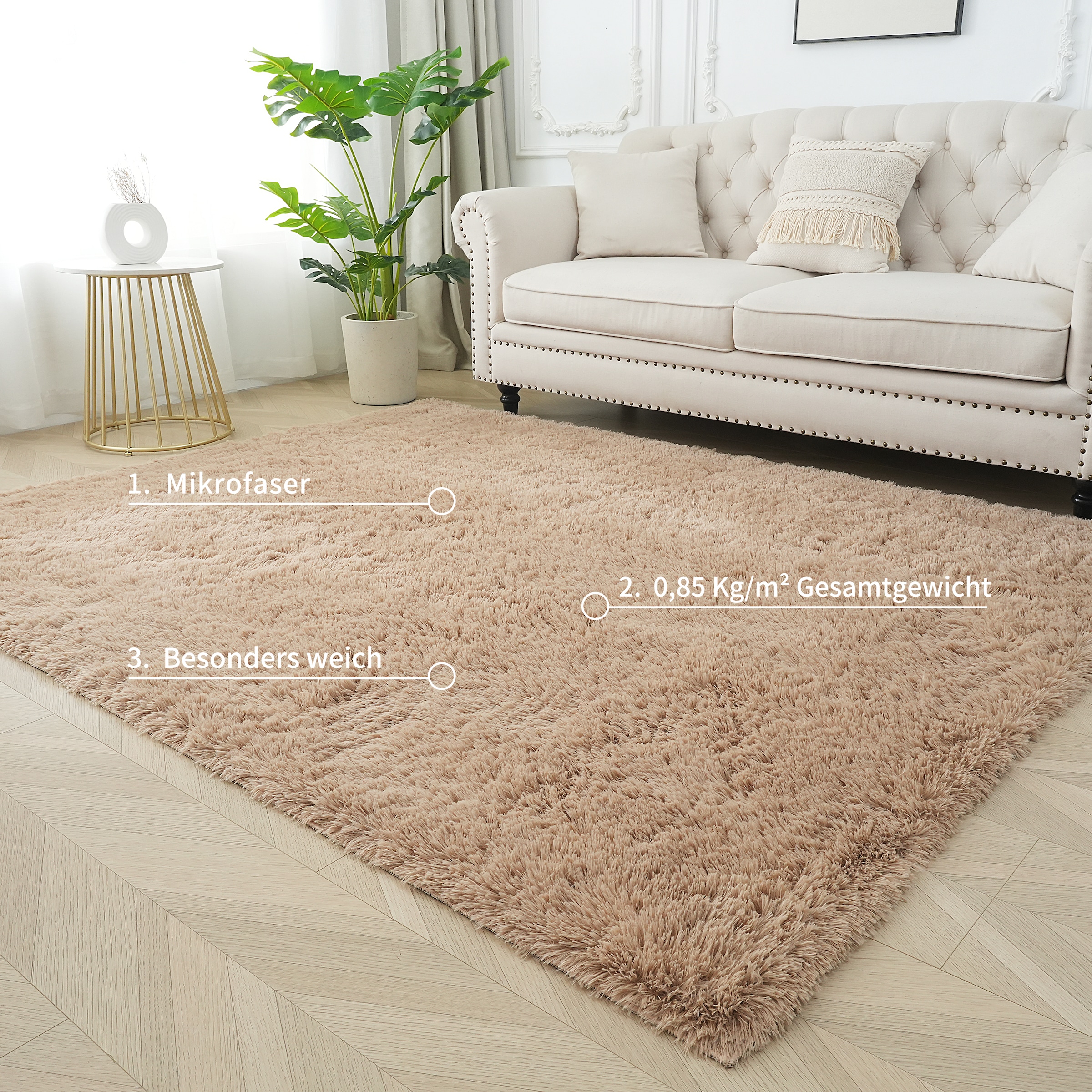 my home Hochflor-Teppich »Leava, besonders weich und kuschelig, leichter Glanz«, rechteckig, 37 mm Höhe, uni, Mikrofaser Teppiche, Wohnzimmer, Schlafzimmer, Esszimmer