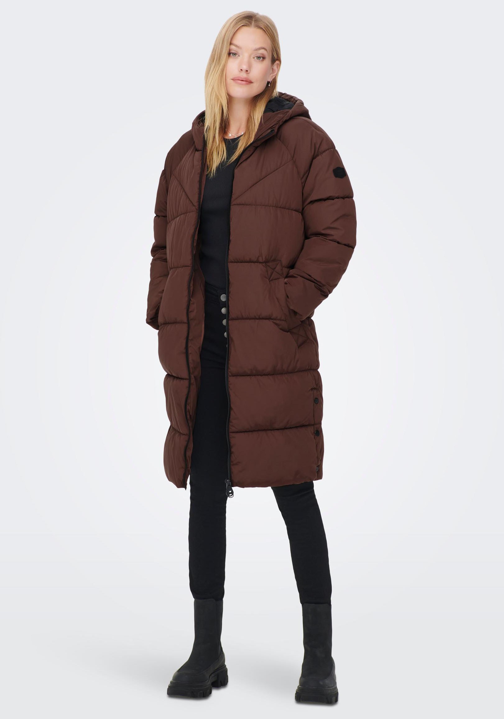 ONLY Steppmantel »ONLAMANDA LONG PUFFER COAT«, mit Kapuze