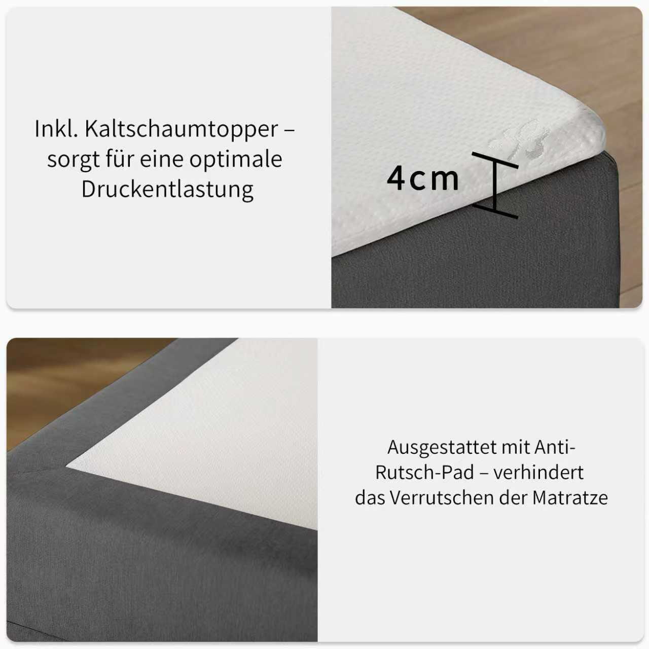 Home affaire Boxbett »Amrum inkl. Bettkasten, Liegefläche 120 und 180x200cm« inkl. Topper, erhältlich in verschiedenen Farben