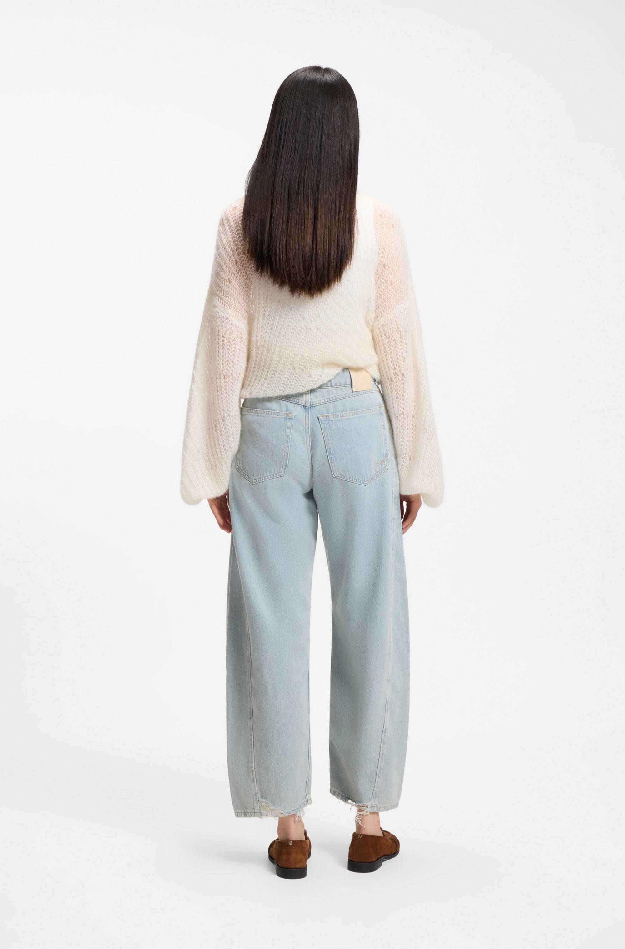 BOSS ORANGE High-waist-Jeans »BALOON HR 1.0 Premium Damenmode« mit Abnähern, Destroyed-Effekte