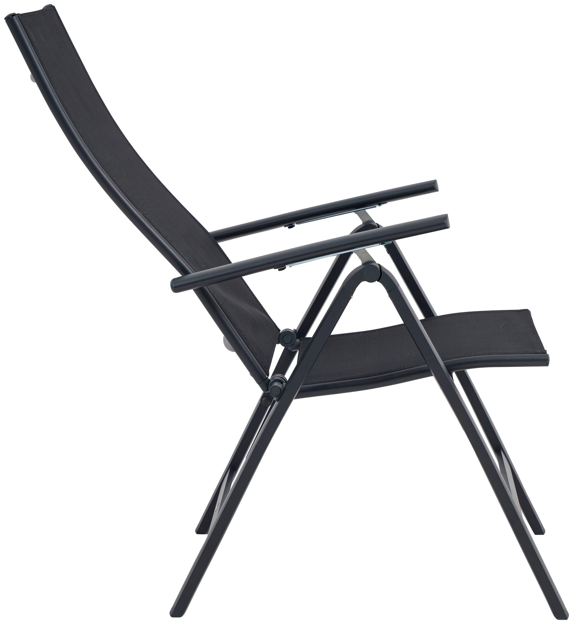 KONIFERA Garten-Essgruppe »Messina«, (Set, 7 tlg., 6x Sessel, 1x Tisch 160x90x74 cm, Aluminium, Textilgewebe), klappbar, 7-fach verstellbare Rückenlehne, Tischplatte aus Alulatten