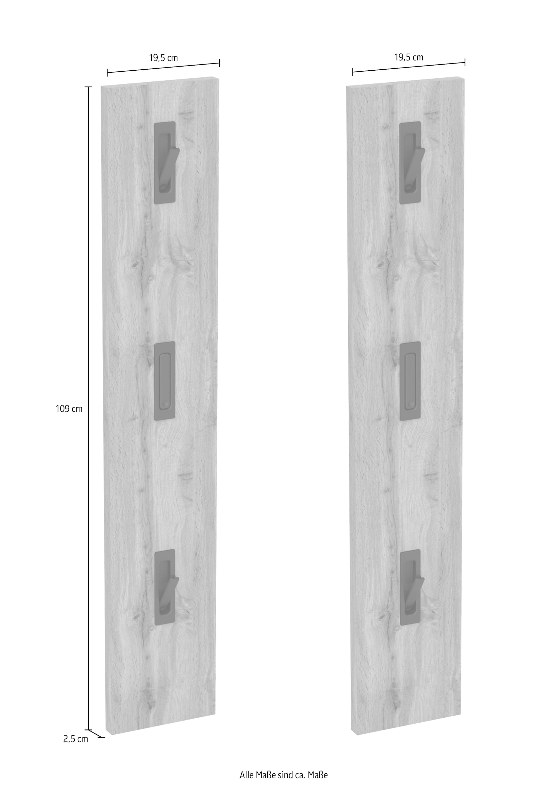 Schildmeyer Garderobenpaneel »Saga, 2er Set, mit 6 ausklappbaren Kleiderhaken, Made in Germany« 2 Stk. tlg. Fühlbare Holzstruktur, Made in Germany