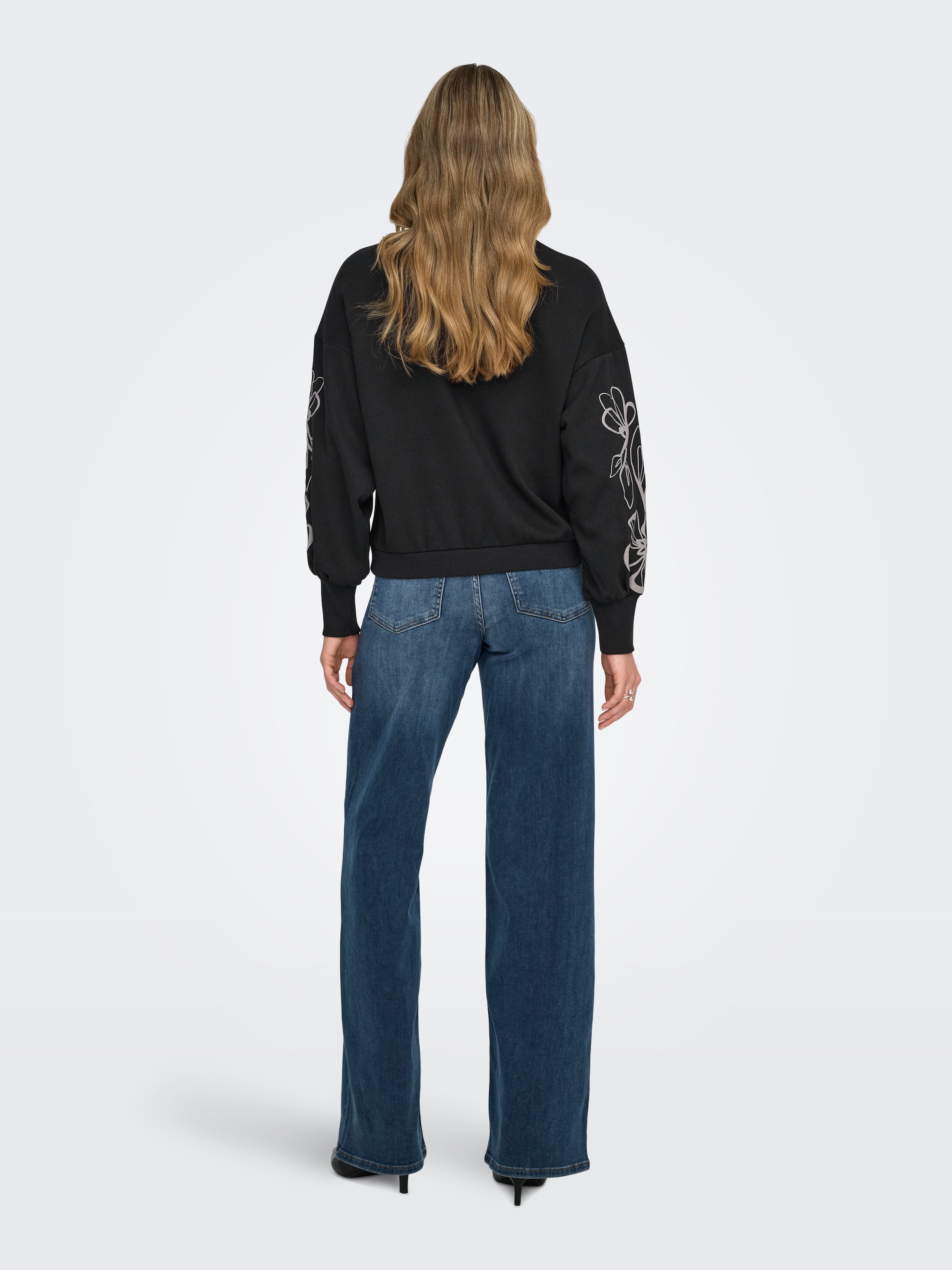 ONLY Sweatshirt »ONLBROOKE L/S O-NECK FLOWER SWT«, Baumwollmischung, regular fit
