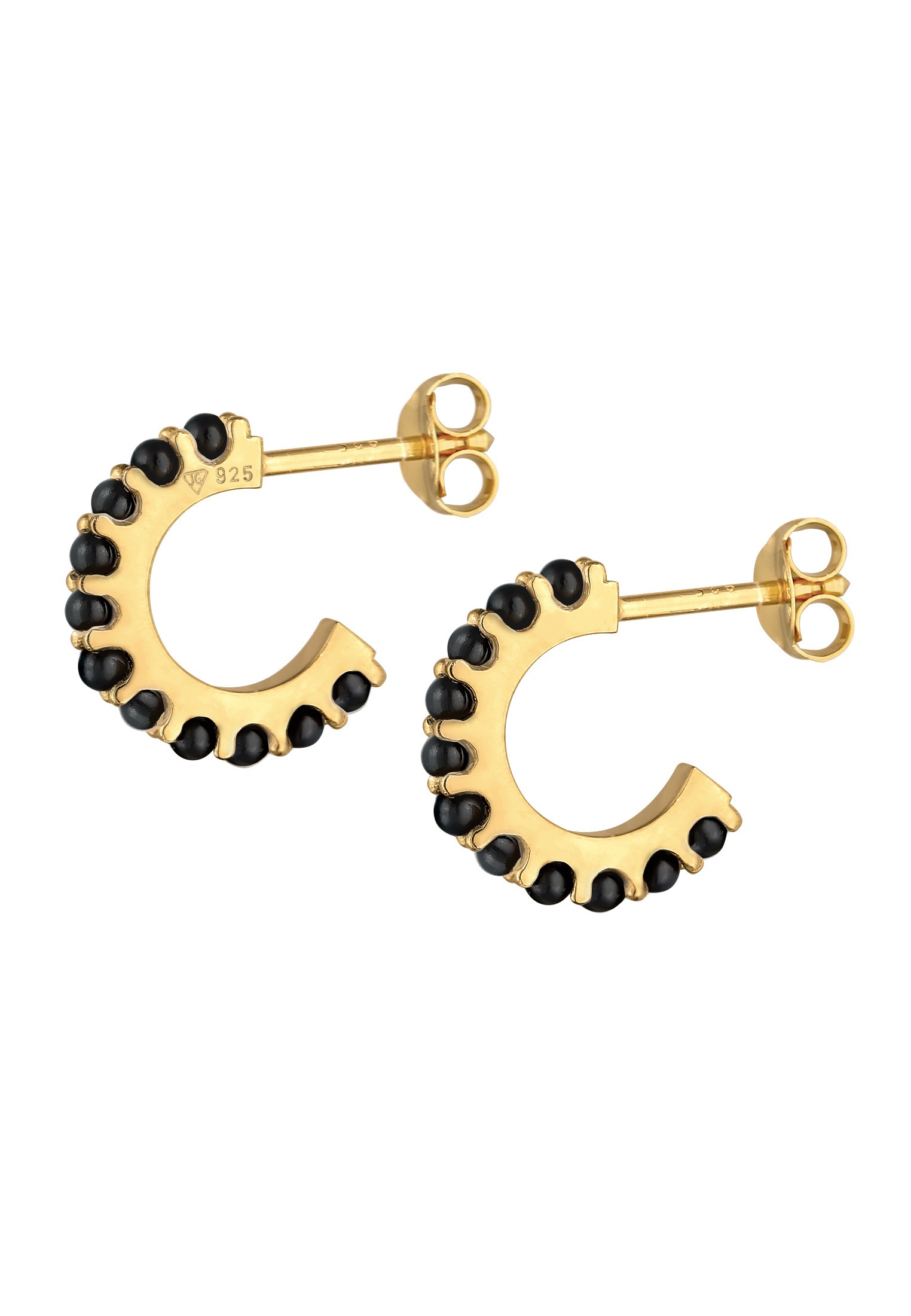 Elli Paar Ohrstecker »Ohrringe Creolen black-white synthetische Perlen 925 Silber«