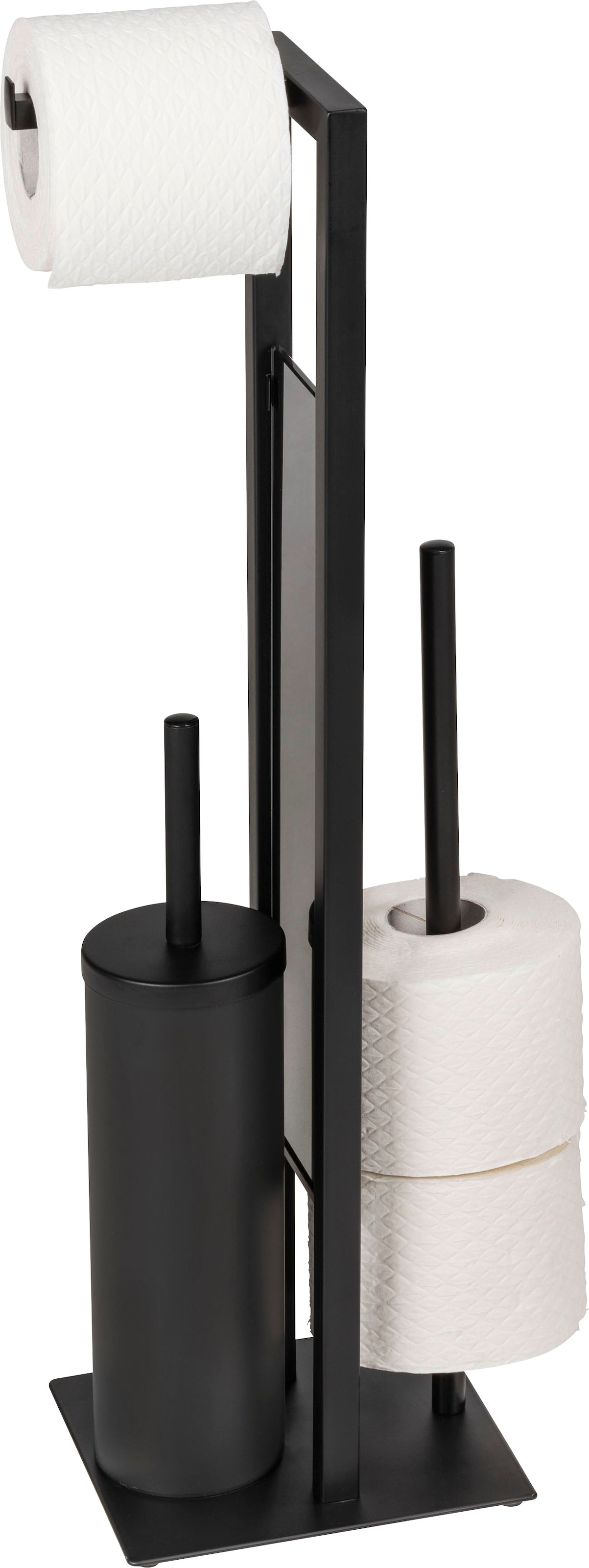 WENKO WC-Garnitur »Rivalta«, aus Stahl-Glas-Polypropylen, schwarz, 3 in 1 Standgarnitur
