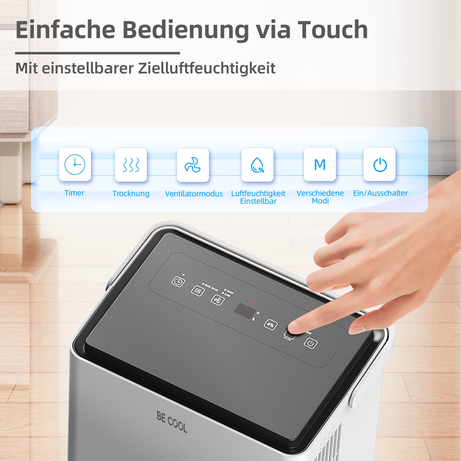 be cool Luftentfeuchter »BC30LEF2301«, für 62 m³ Räume, Entfeuchtung 30 l/Tag, Tank 4 l