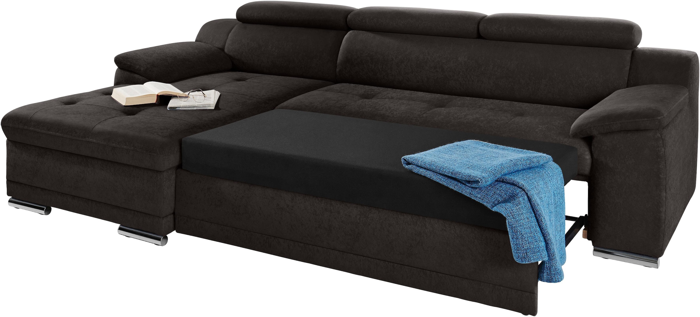 sit&more Ecksofa »Andiamo L-Form«, wahlweise mit Bettfunktion, inklusive Kopfteilverstellung