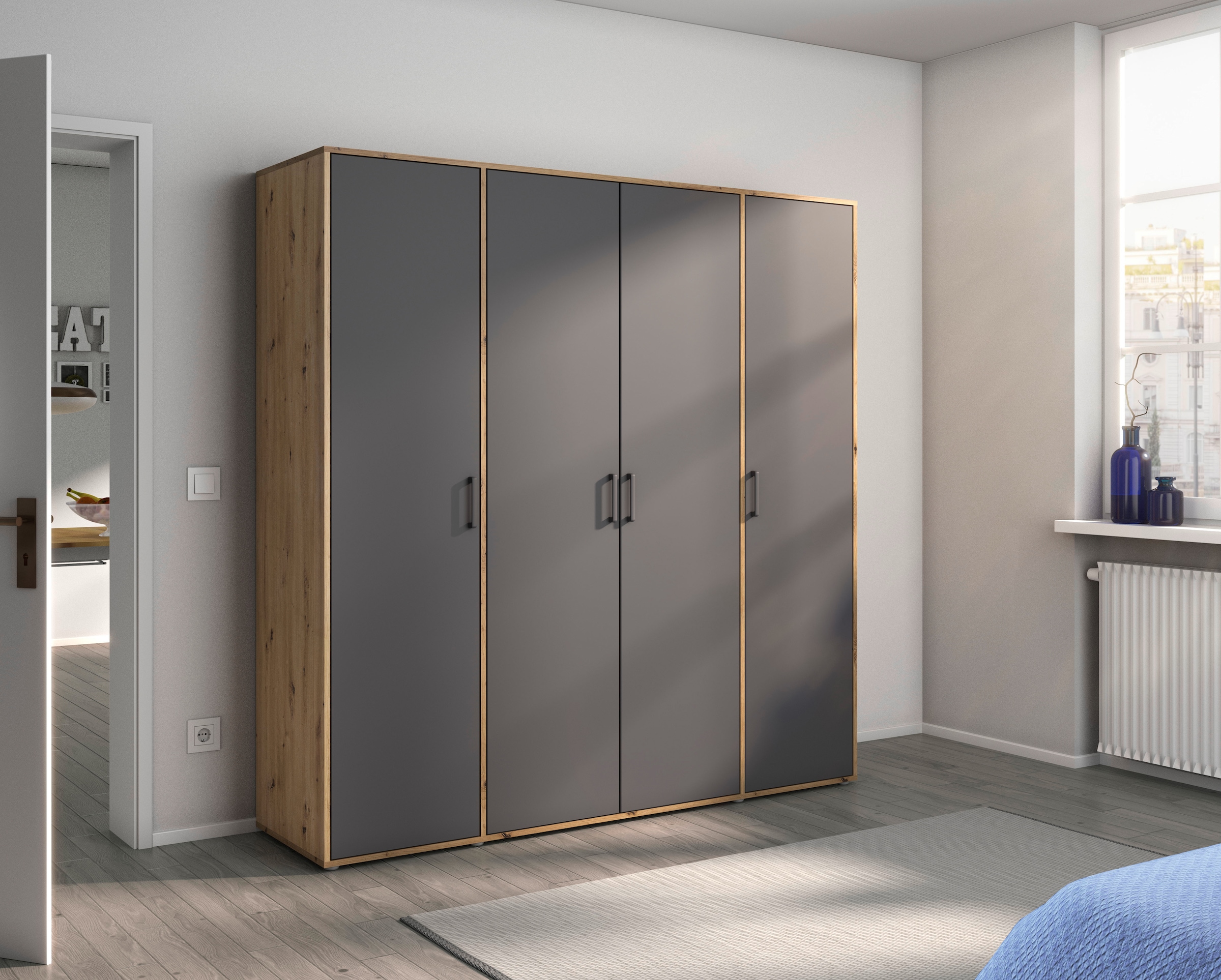 rauch Kleiderschrank »VOYAGER Otto´s Choice Garderobe Wäscheschrank TOPSELLER Schlafzimmer«, (in 3 verschiedenen Ausstattungen BASIC/CLASSIC/PREMIUM), Schrank mit modernen Griffen in viel Stauraum MADE IN GERMANY
