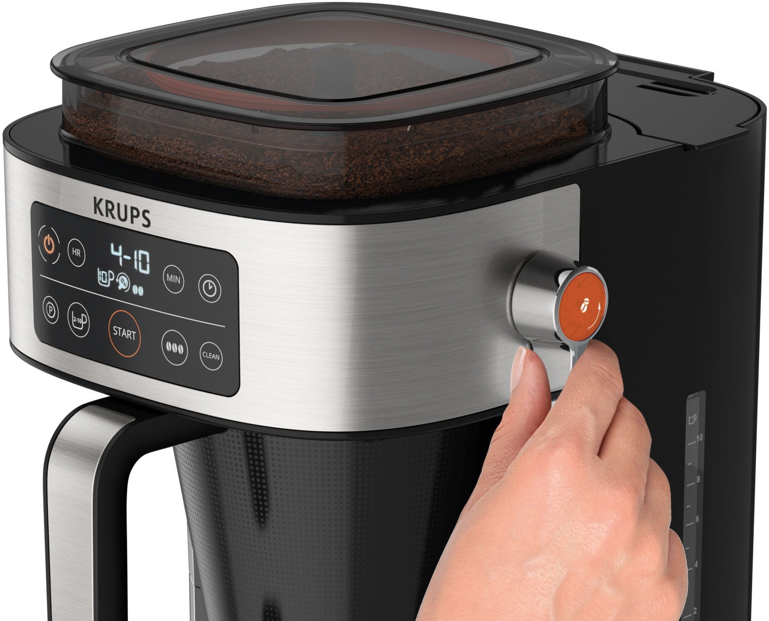Krups Filterkaffeemaschine für Kaffee integrierte l OTTO Aroma jetzt »KM760D g bei zu Partner«, 400 bis kaufen Kaffeekanne, frischen Kaffee-Vorratsbox 1,25