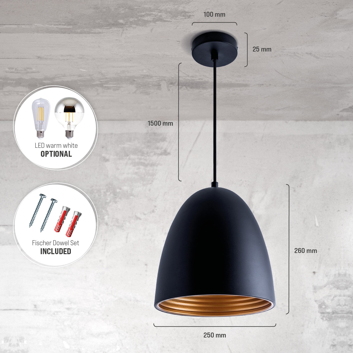Paco Home Pendelleuchte »JACK«, 1 flammig, Leuchtmittel E27 | ohne Leuchtmittel, Küchenlampe Hängelampe Esszimmer Esstischlampe Innen Gold Weiß