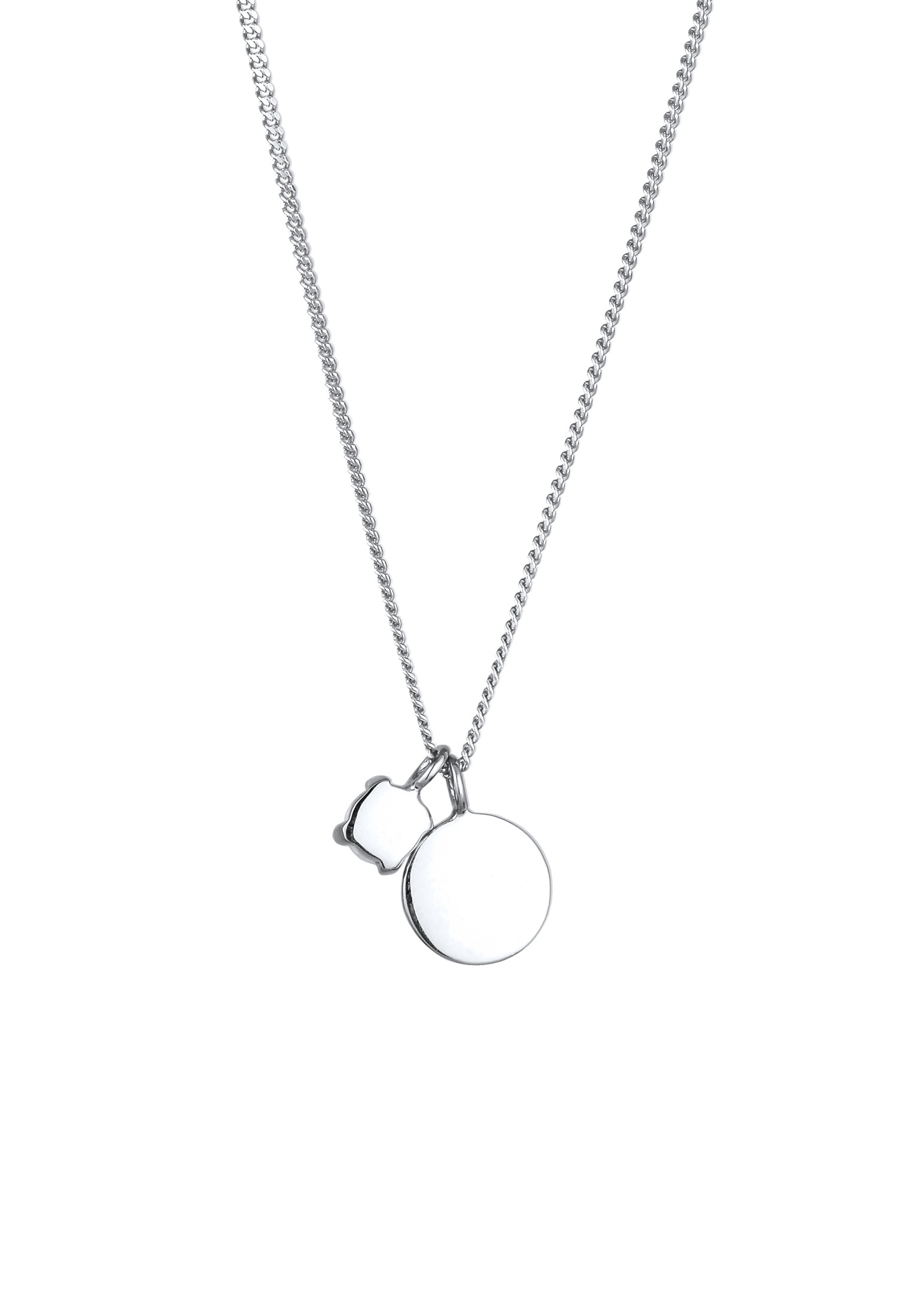 Elli Kette ohne Anhänger »Halskette Plättchen Synthetischer Opal Weiß 925 Sterling Silber«