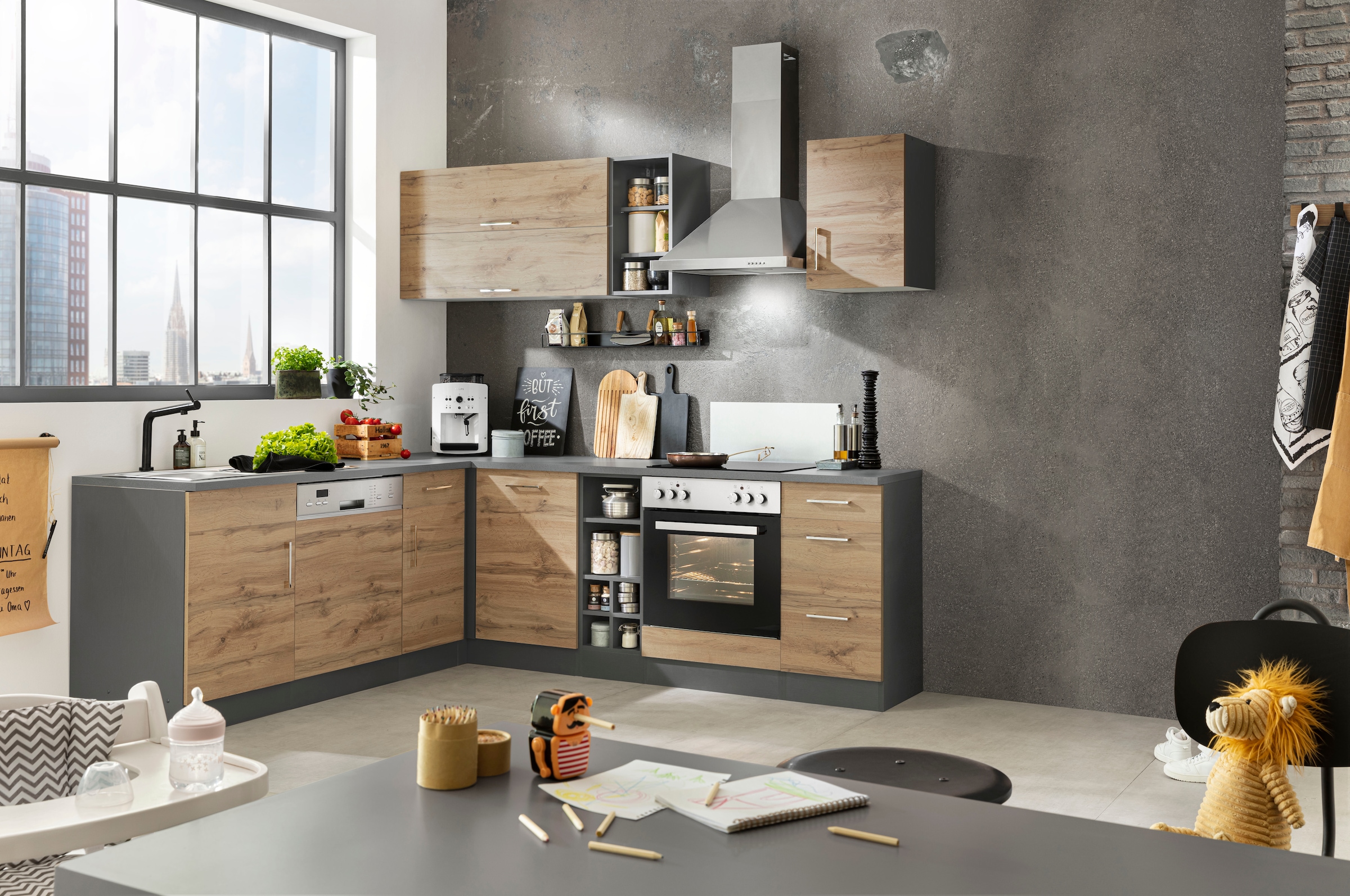 KOCHSTATION Winkelküche »KS-Colmar« ohne E-Geräte, Stellbreite 210/240 cm