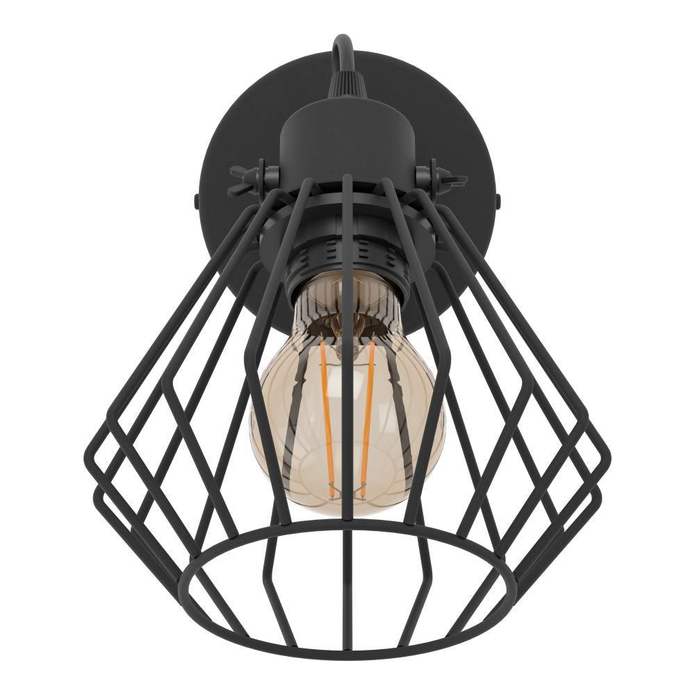 EGLO Deckenspot »TABILLANO Wandlampe, Flurlampe, Wohnzimmerlampe, Metall, schwarz, E27«, 1 flammig, Leuchtmittel E27 | ohne Leuchtmittel, Wandleuchte, Vintage, Industrial, modern, Drahtgestell, 11cm