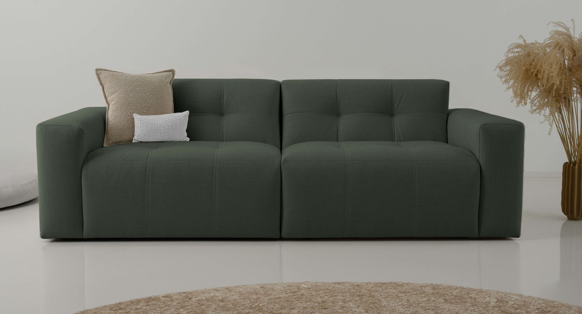 INOSIGN 3-Sitzer »TAPLEY«, Breite 220 cm, Struktur fein, mit Knopfsteppung, bodentief