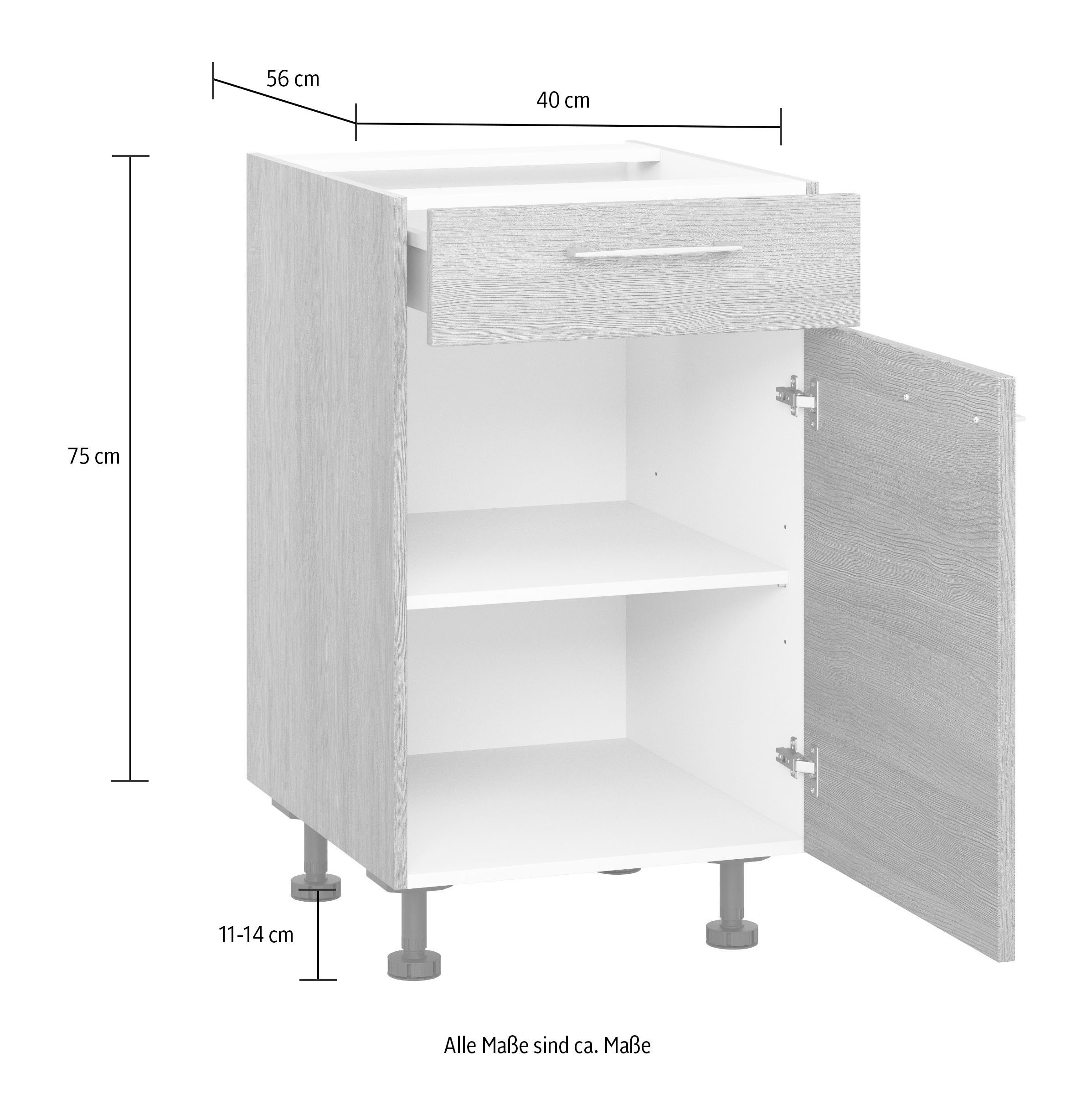 Express Küchen Unterschrank »Trea US40«, mit einem Auszug und einer Tür,  Einlegeboden, Breite 40 cm, Höhe 75 cm bei OTTO