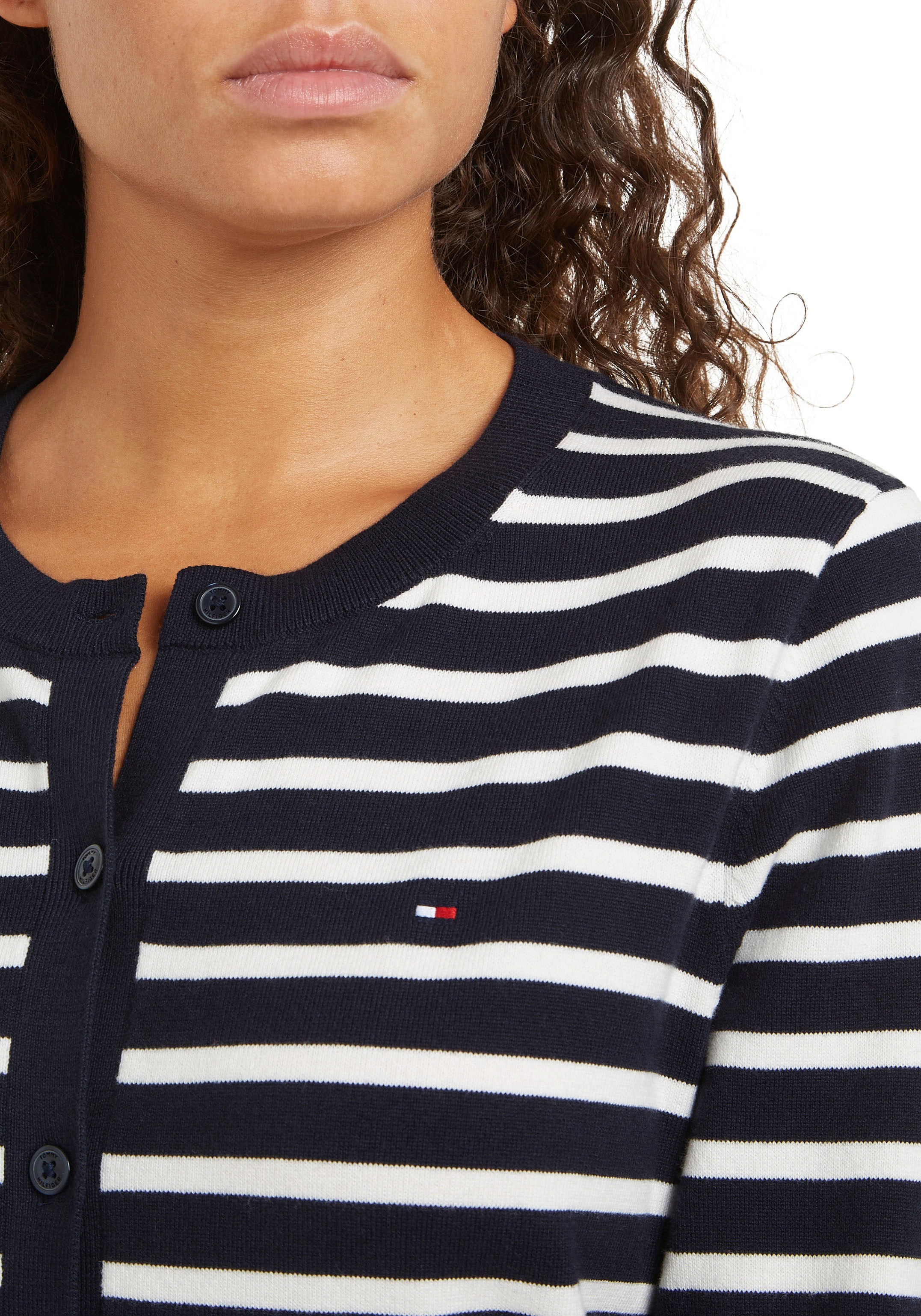 Tommy Hilfiger Cardigan »CO JERSEY STITCH CARDIGAN«, mit Logostickerei