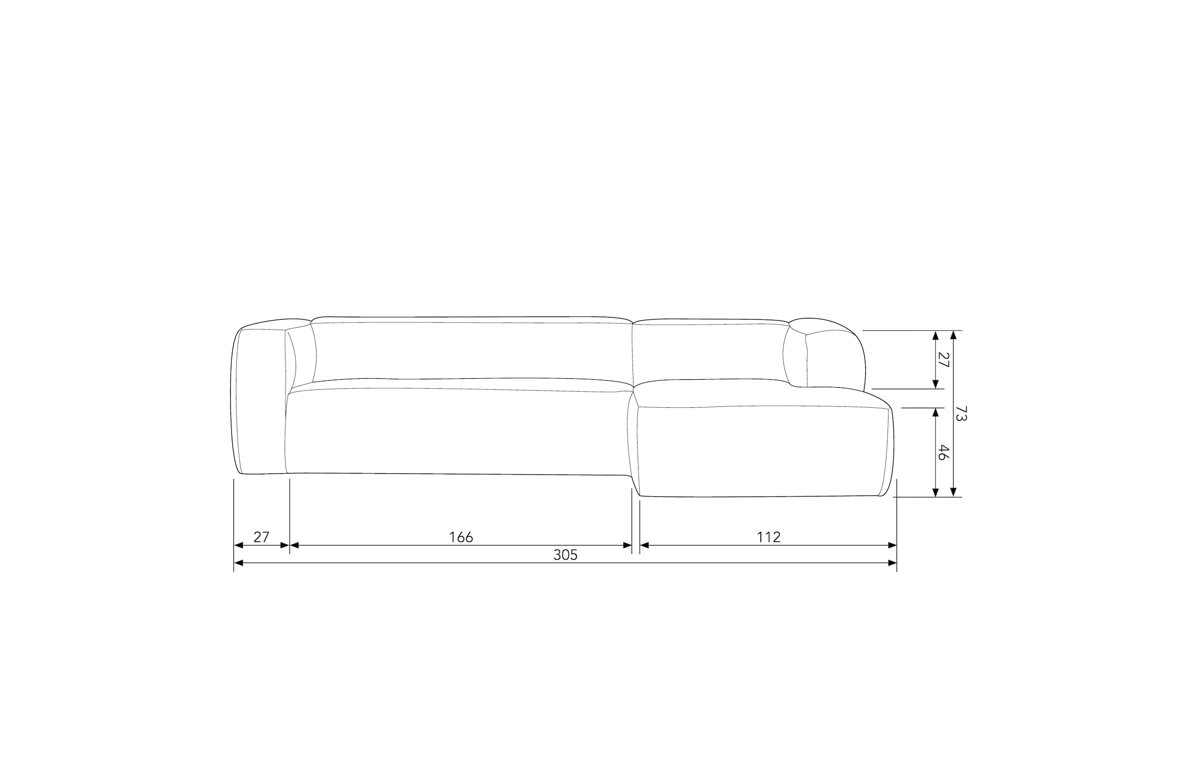 WOOOD Ecksofa »Bean«, Bezug in Lederoptik, Breite 305 cm