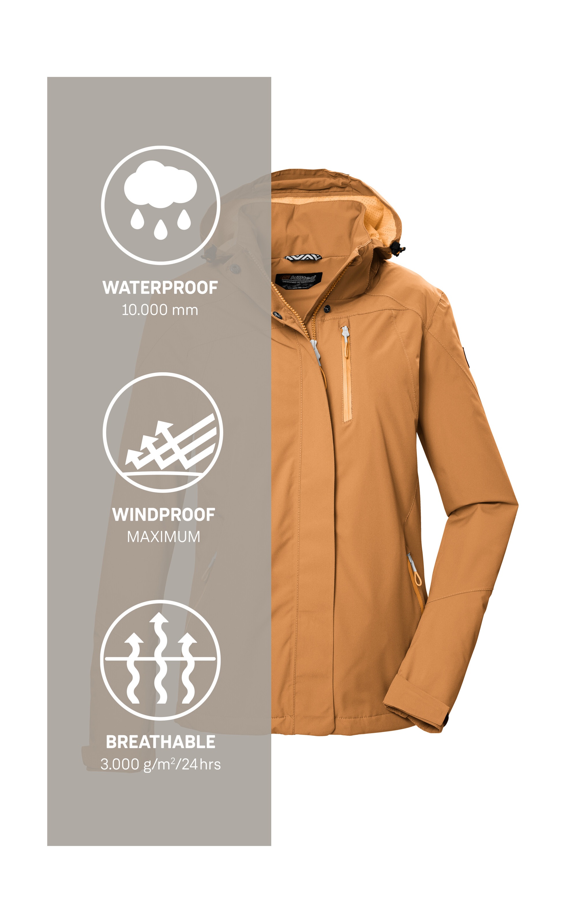 Killtec Outdoorjacke »KOS 28 WMN JCKT«, Wasserdichte, atmungsaktive Damenjacke, recyceltes Material