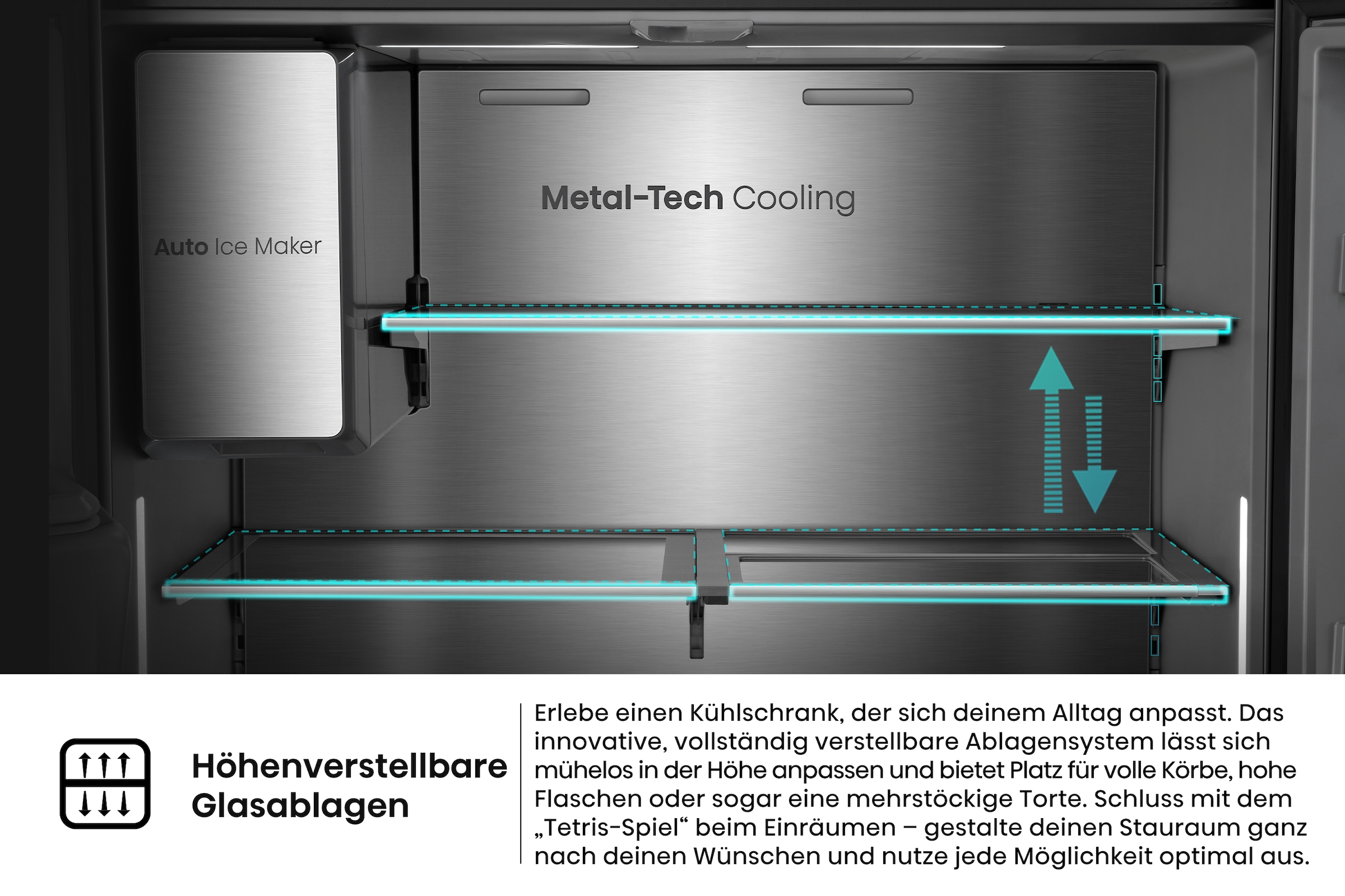 Hisense Multi Door »RQ600P7SKE« 179 cm hoch 91,4 cm breit PureViewDoor - immer sehen was im Kühlschrank ist