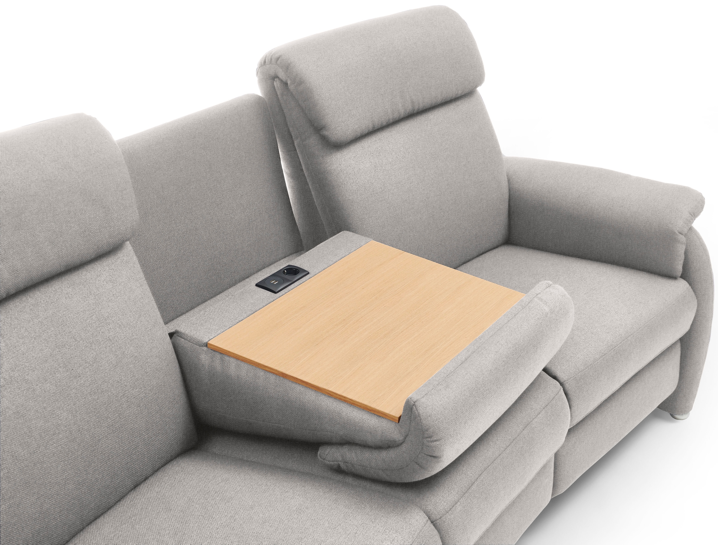 Home affaire 3-Sitzer »Turin mit Steckdose und USB-Port auch in Easy care-Bezug«, 2 x vollmotorische Relaxfunktion, herunterklappbarer Tisch