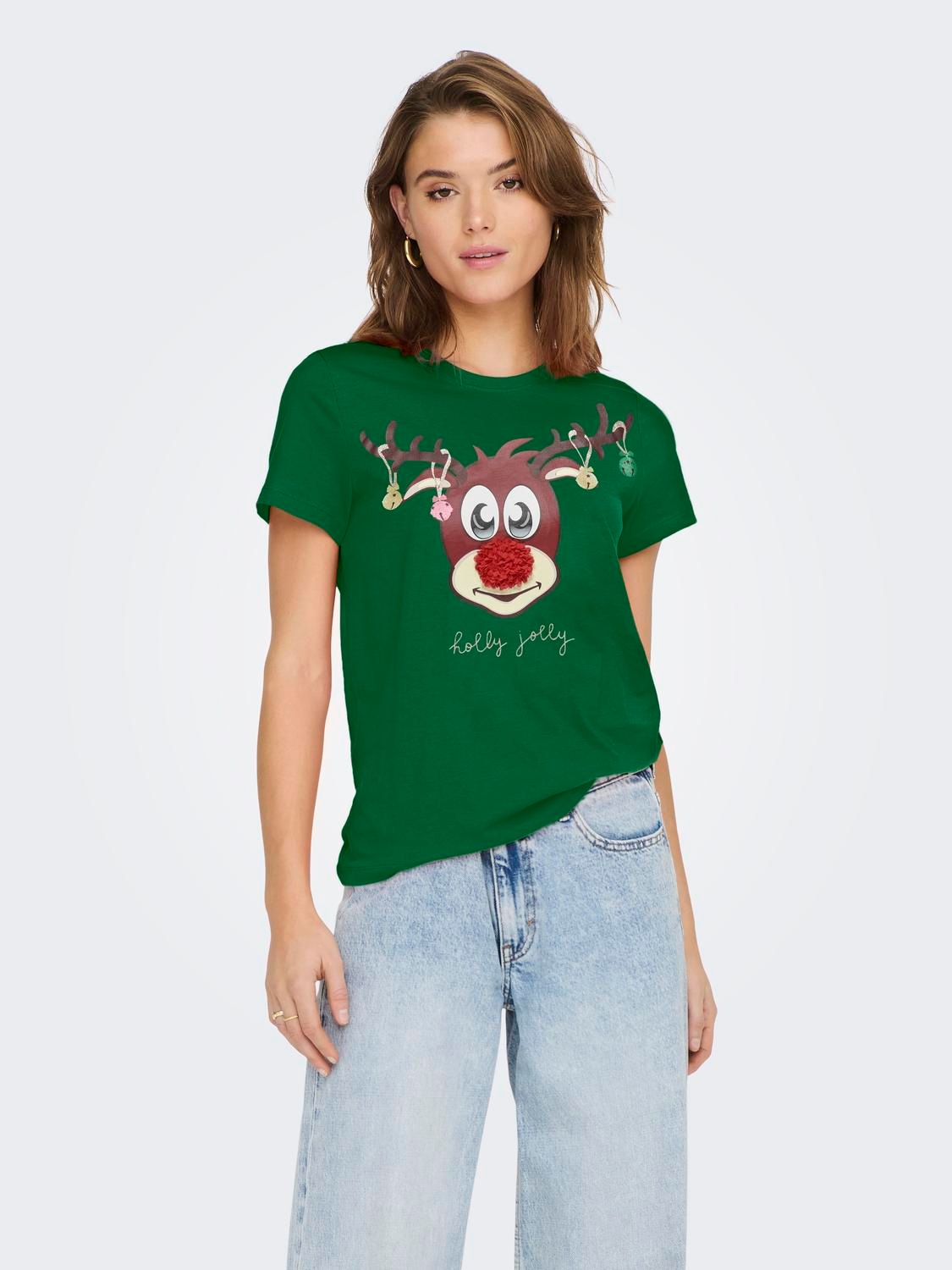 Rundhalsshirt »ONLXMAS YRSA CHRISTMAS REG S/S TOP JRS«, für Weihnachten